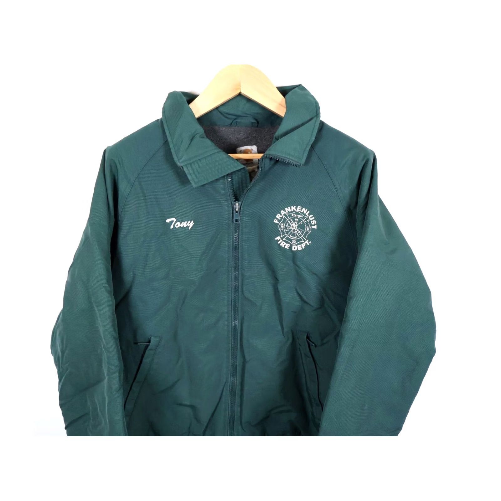 Carhartt VTG Carhartt Fleece Lined Jacket Men Large Green Bomber Jacket 90s Grunge Retro Chainstitch Fire Department Full Zip Pockets Size US L / EU 52-54 / 3 - 4 Thumbnail