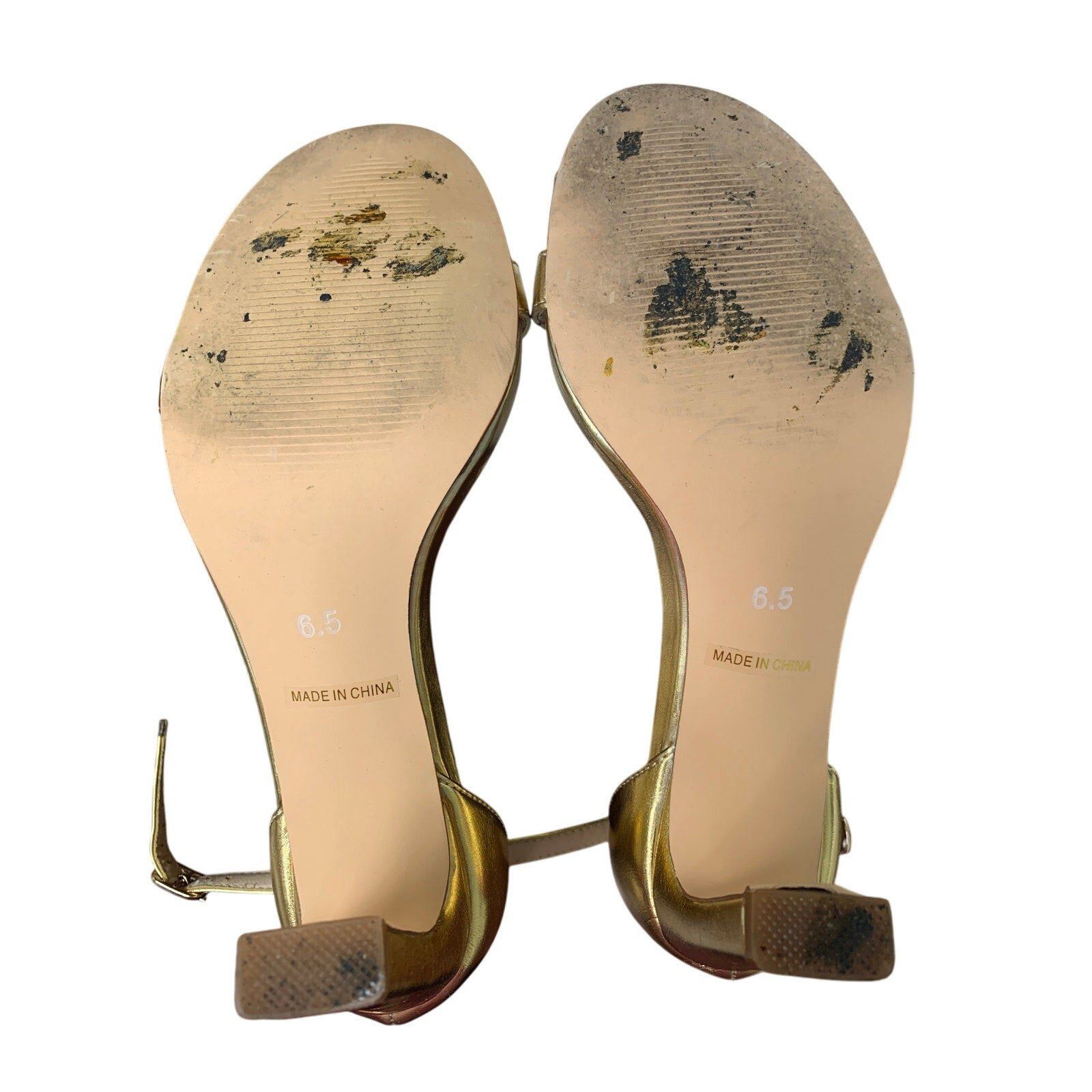 Other Teaieui Women's Size 6.5 Gold Open Toe Ankle Strap Heels Size US 6.5 / IT 36.5 - 7 Thumbnail