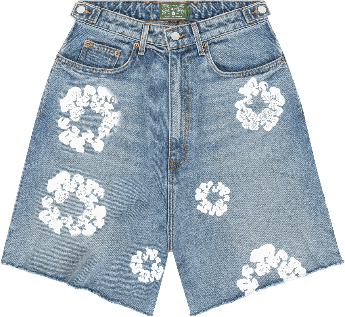 image of Denim Tears The Cotton Wreath Jean Short Light Wash - Small in Blue, Men's (Size 30)