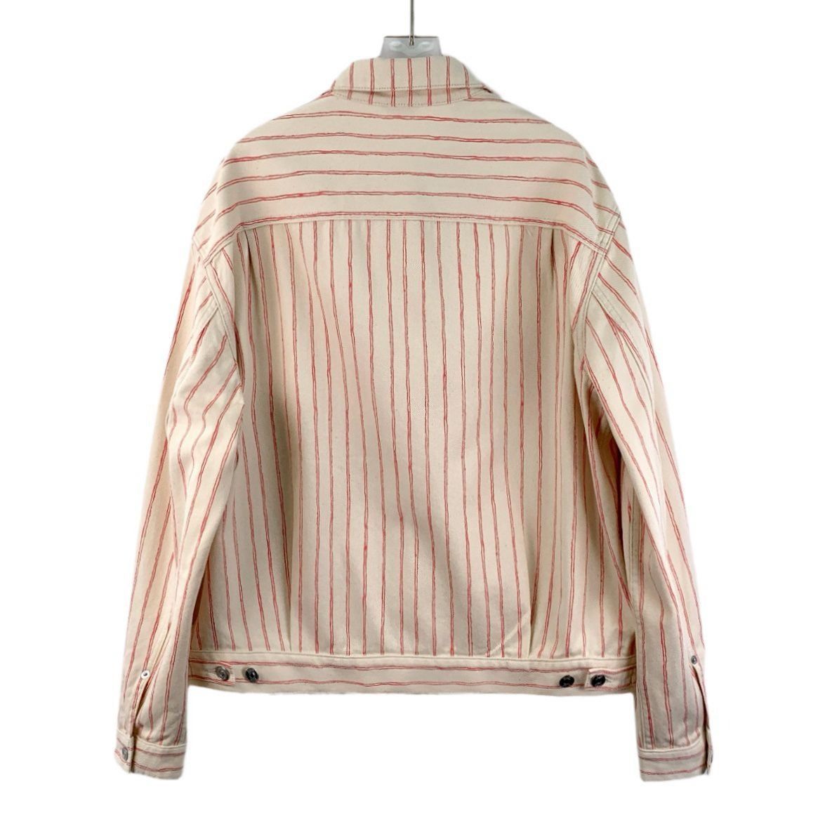 Dior DIOR Mens Cream & Red Striped Cotton Denim Jacket Made In It Size US L / EU 52-54 / 3 - 7 Thumbnail