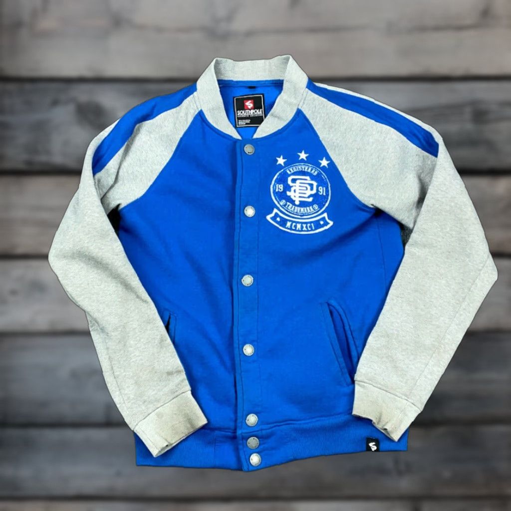 Southpole Y2K Streetwear Blue Gray Varsity Jacket Sweatshirt Adult Small Southpole Snap Size US S / EU 44-46 / 1 - 1 Thumbnail