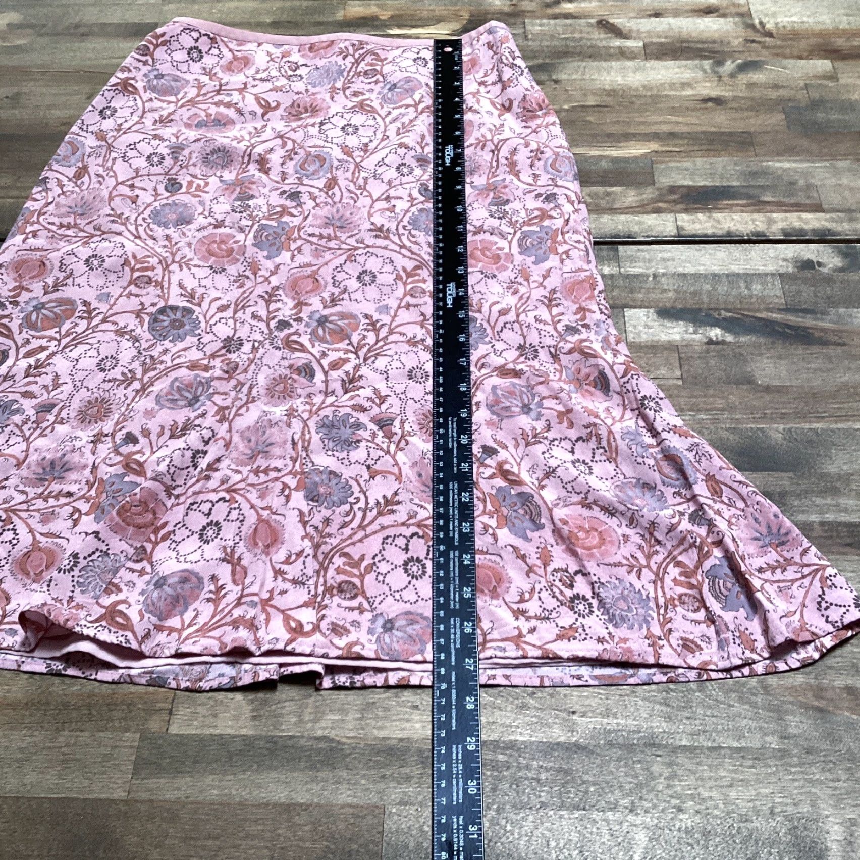 Pinko Sigrid Olsen Sport Skirt Women 6 Midi Dusty Pink Floral Rayon Back Zip Lined A-Line Casual Business Travel Summer Spring Fall Size 28" / US 6 / IT 42 - 3 Thumbnail