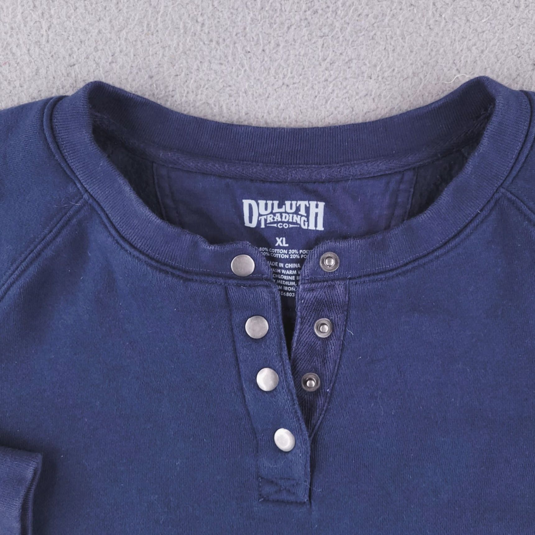 Vintage Duluth Sweatshirt Womens XL Navy Blue Heavyweight Henley Pullover Size XL / US 12-14 / IT 48-50 - 3 Thumbnail