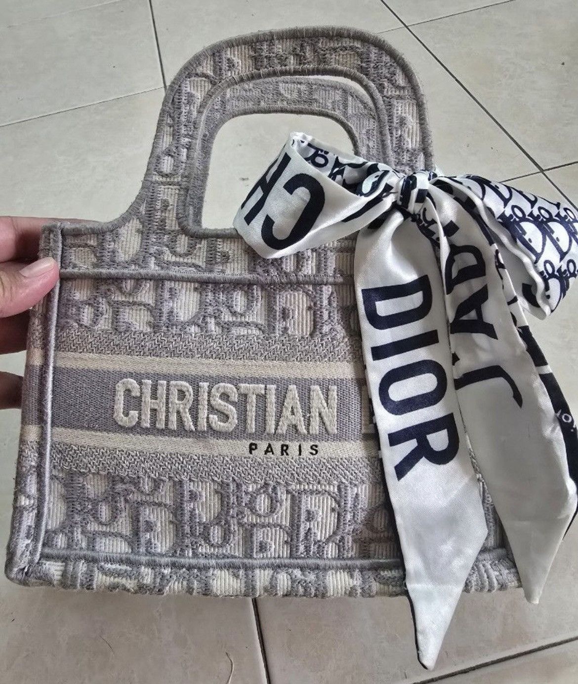 Christian Dior Bicolor Metallic Oblique Book Tote Mini Bag