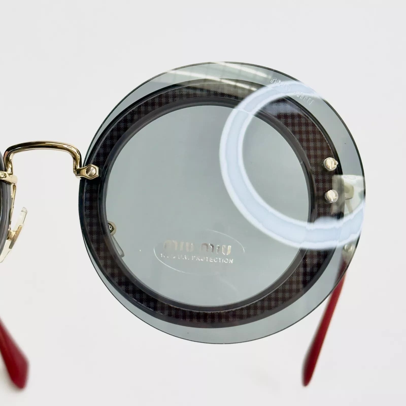 Miu Miu MIU MIU REVEAL 10R Gold Gray Fabric Round Sunglasses MU10RS Size ONE SIZE - 11 Thumbnail