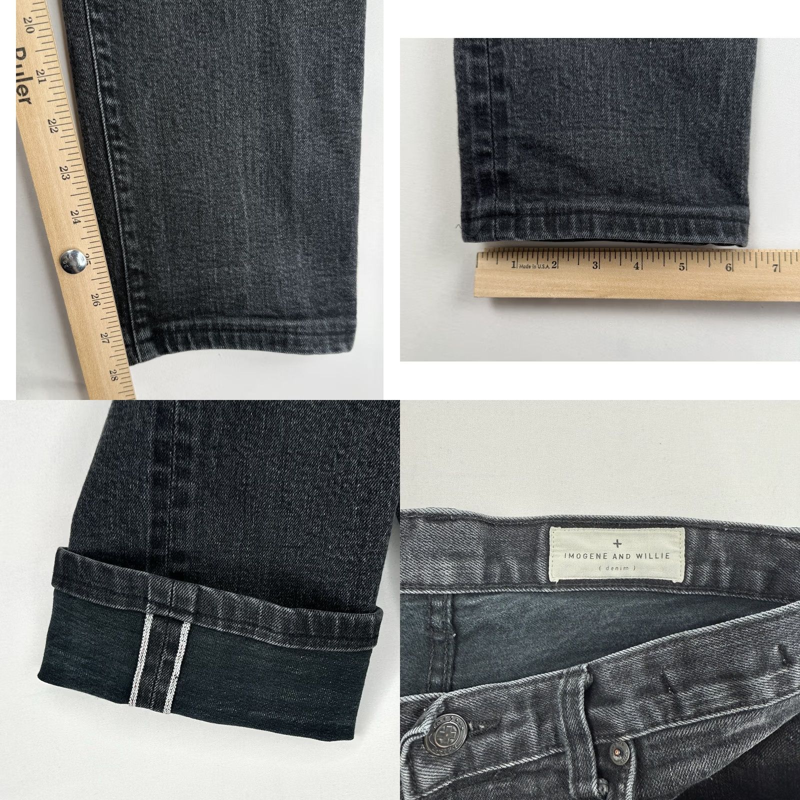 Imogene + Willie Imogene and Willie Barton Slim Jeans Mens Size 30 Black Selvedge Button Fly Slim Straight 5-Pocket Denim Inseam 28 Size US 30 / EU 46 - 8 Thumbnail
