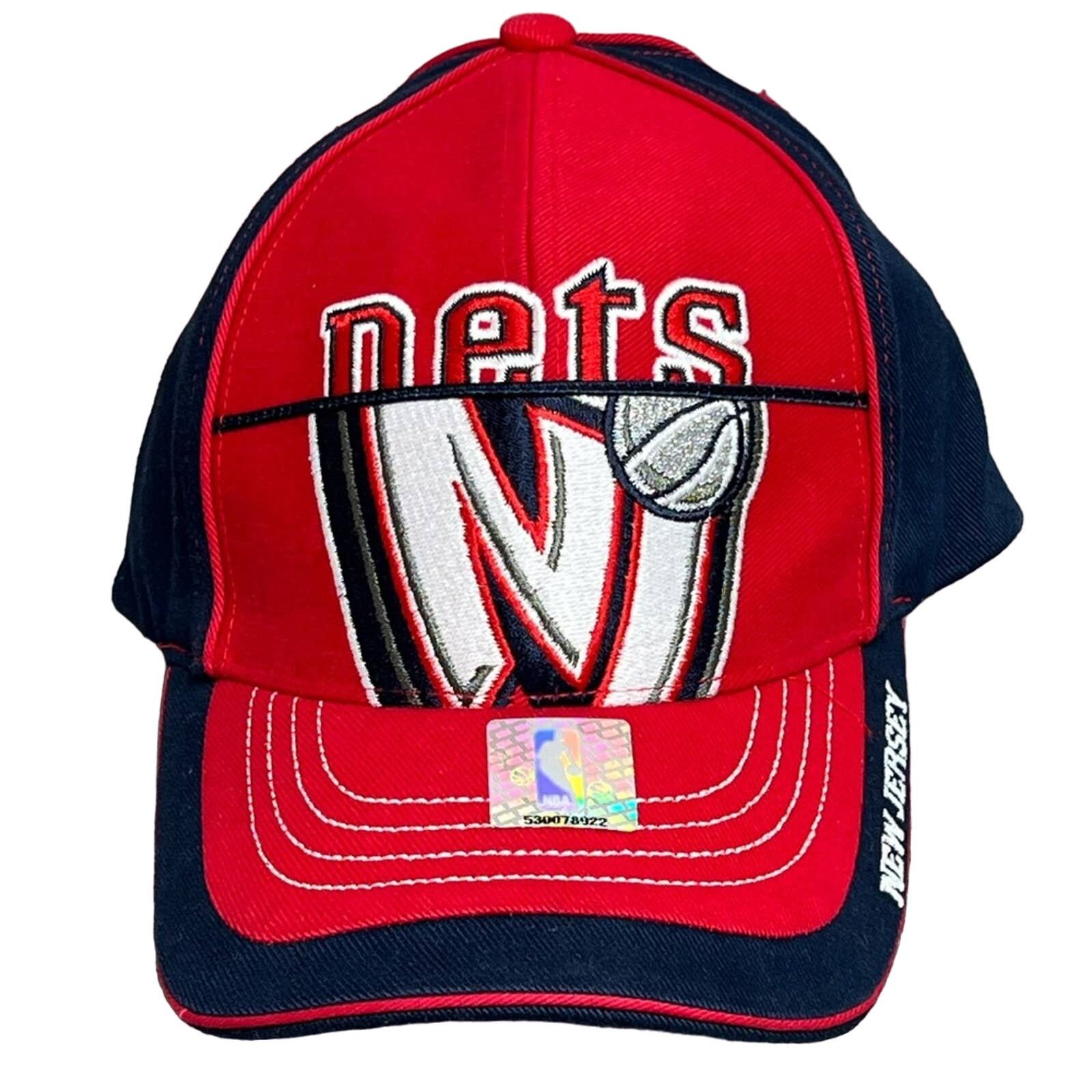 Reebok New Jersey Nets Vtg 90s Fitted Hat Cap All Over Print NWT Size ONE SIZE - 1 Thumbnail