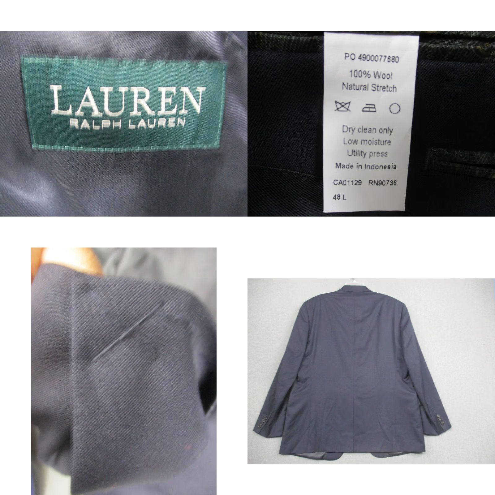 Ralph Lauren Lauren Ralph Lauren Blazer Jacket Mens 48L Blue Wool Sport Coat Classic 2 Button Size 48R - 8 Thumbnail