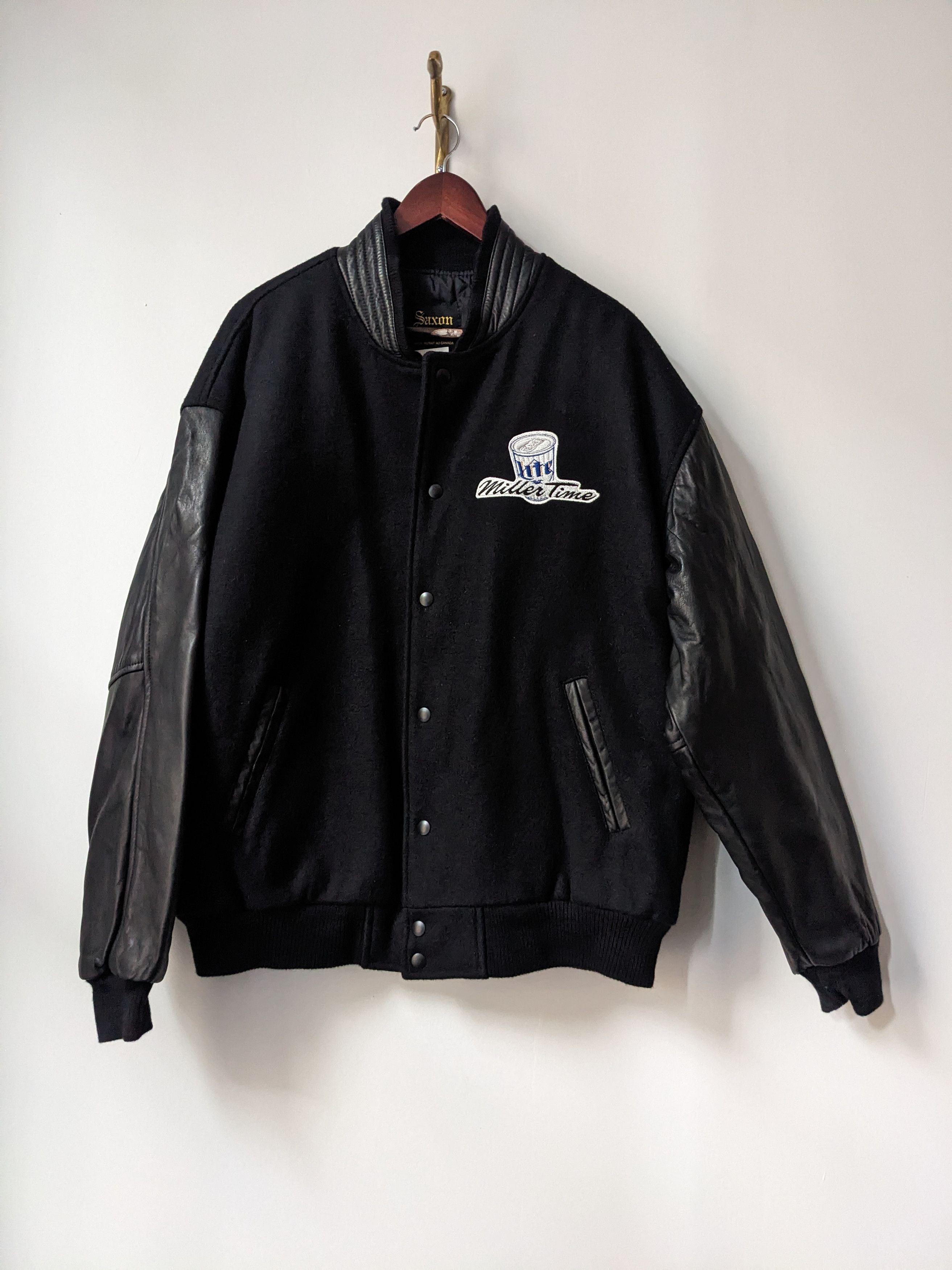 Vintage Vintage Leather Miller Beer Varsity Jacket Wool L Size US L / EU 52-54 / 3 - 2 Thumbnail
