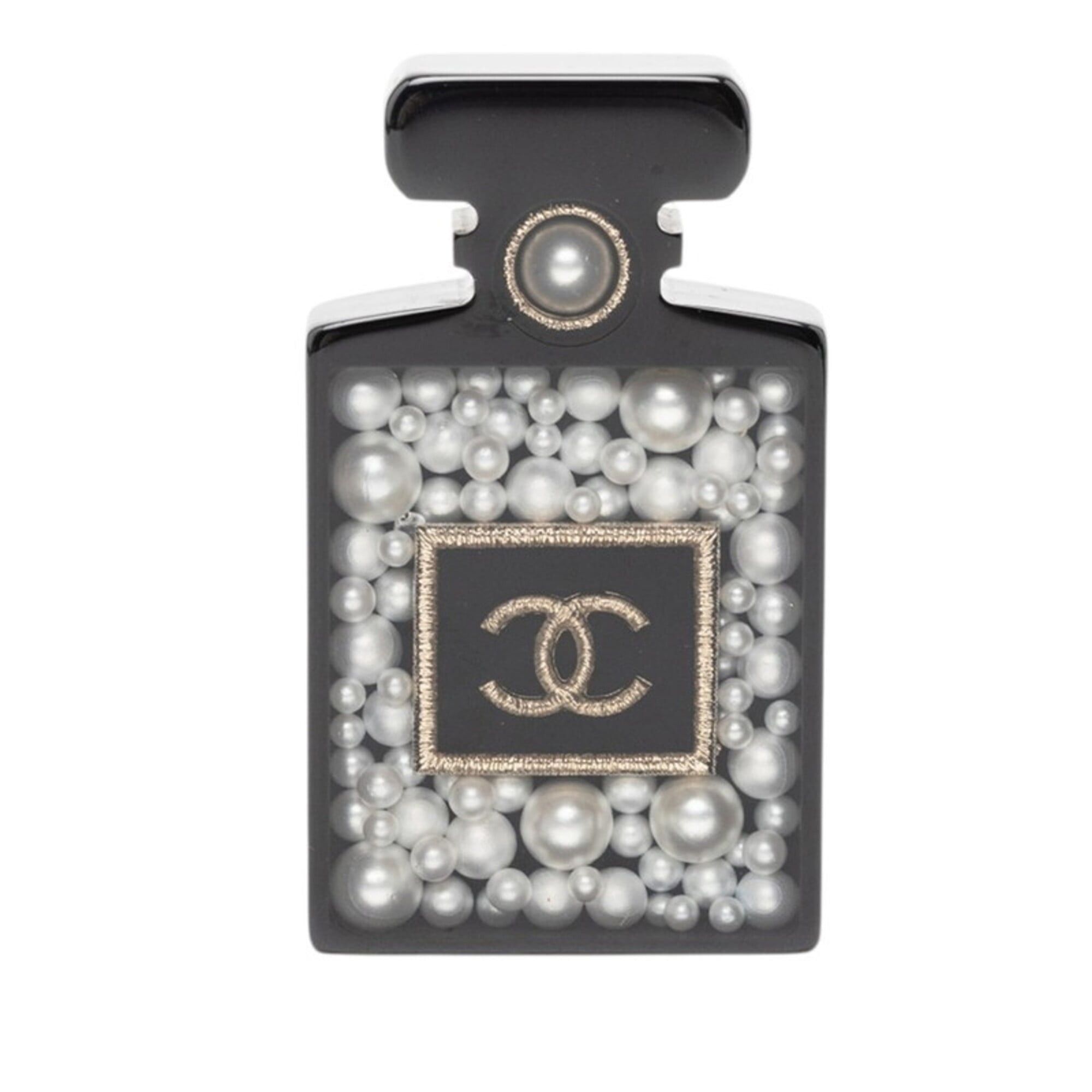 Chanel Chanel Coco Mark Perfume Bottle Motif Brooch, Black, White, Gold Plated Plastic, Women's CHANEL Size ONE SIZE - 1 Thumbnail