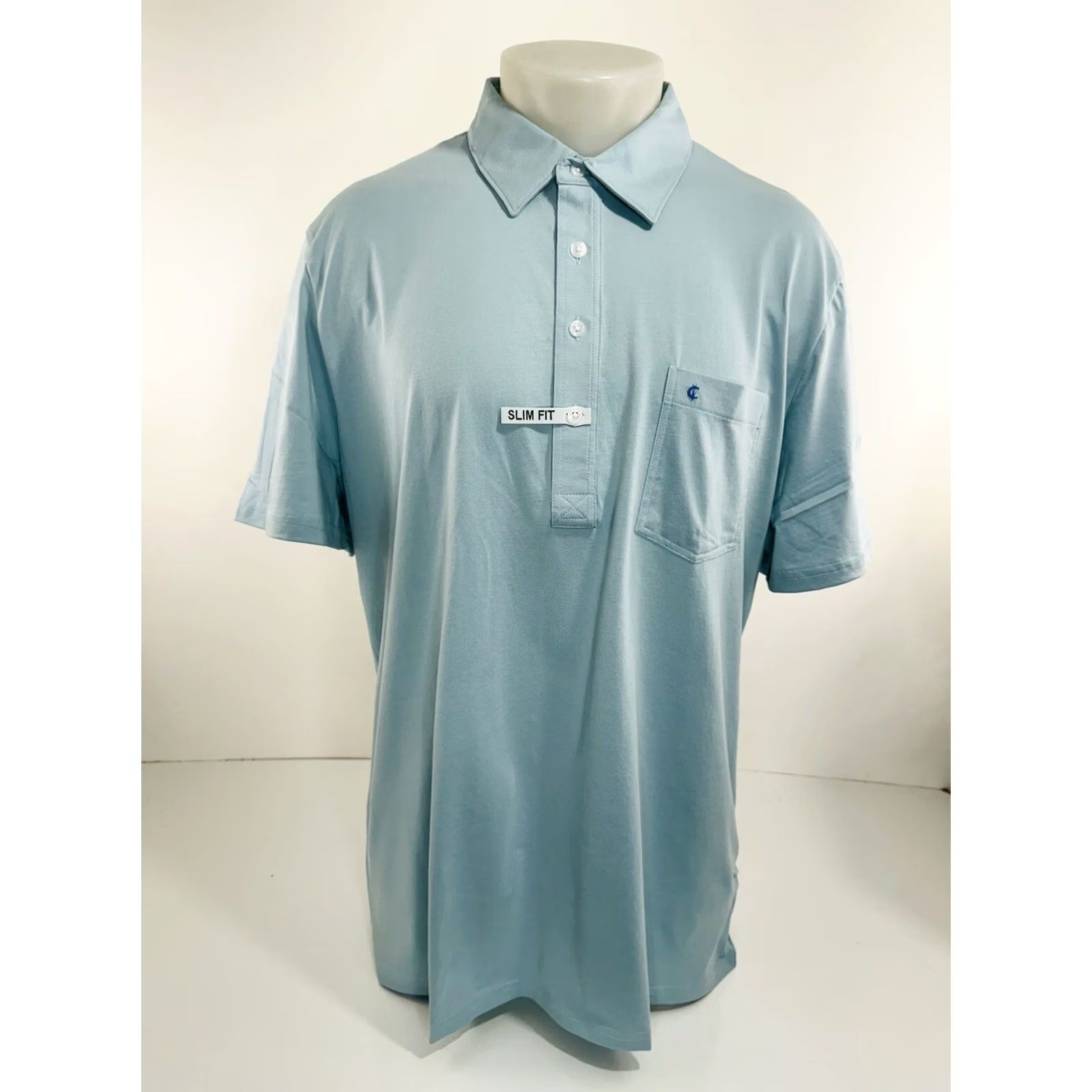 Vintage CRIQUET Polo Shirt - Slim Fit - Embroidered Logo - Golf - 2XL - Pale Greenish Blue - Mens Size US XXL / EU 58 / 5 - 2 Thumbnail