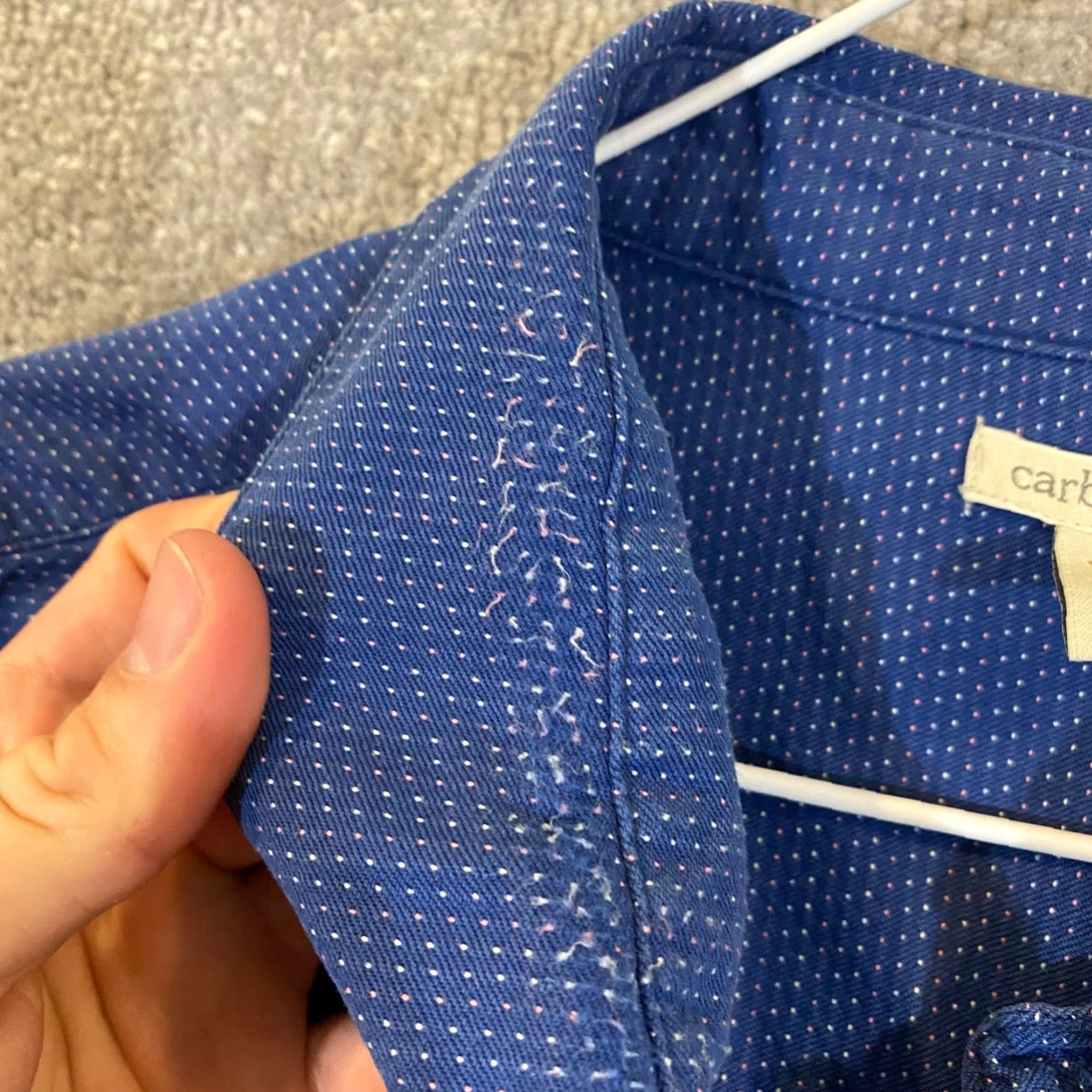 Carbon2Cobalt Carbon 2 Cobalt Shirt Mens Blue XL Micro Dot Button Down Long Sleeve Pocket Size US XL / EU 56 / 4 - 7 Thumbnail