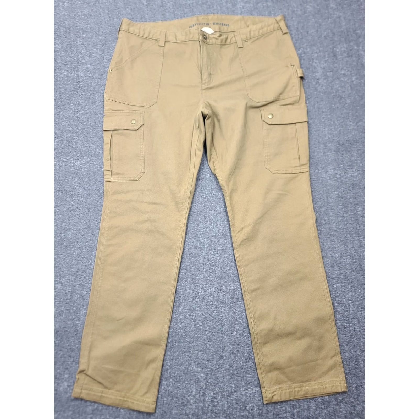 CO Duluth Curvesetter Cargo Pants Womens 18x31 Brown Cargo Pant Regular Straight Outdoor Hiking Canvas Cotton Spandex Brown Women 18S34 Beige? Size 40" / US 18 - 2 Thumbnail