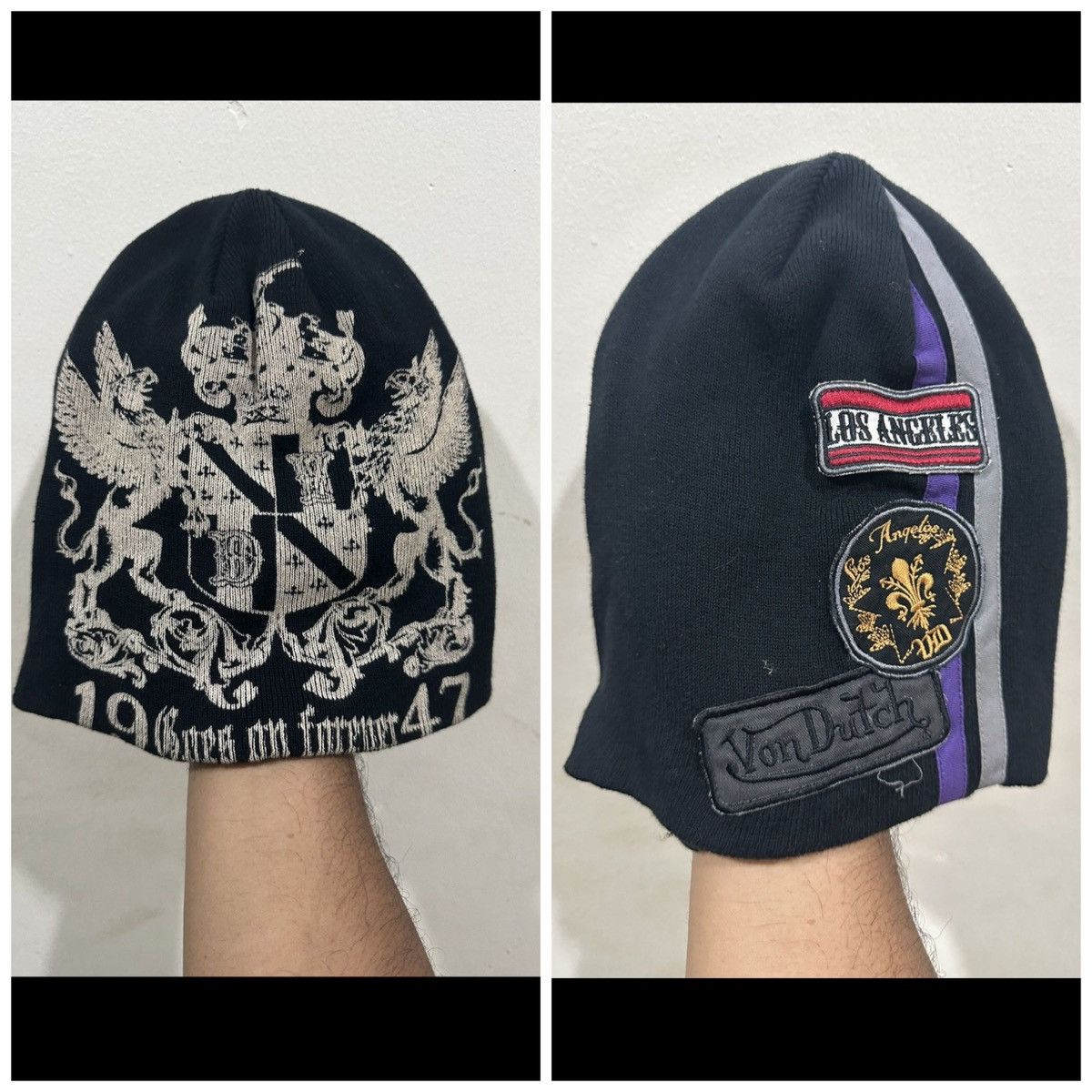 Von Dutch Y2K Von Dutch Printed and Patch Beanie Hat Size ONE SIZE - 1 Thumbnail