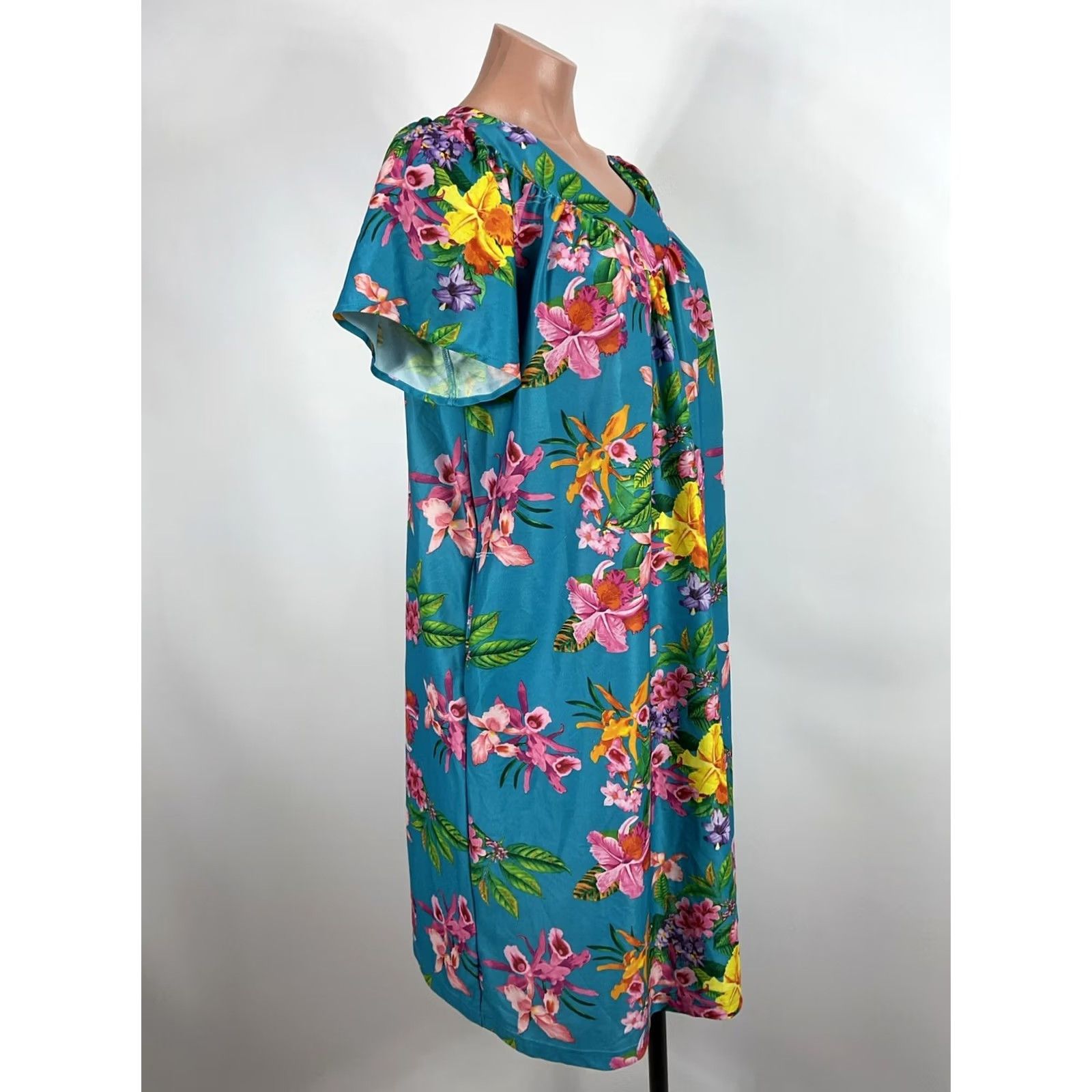 Vintage VINTAGE Anthony Richards Kaftan House Dresss M Floral Orchids Tropical Dress Size M / US 6-8 / IT 42-44 - 3 Thumbnail