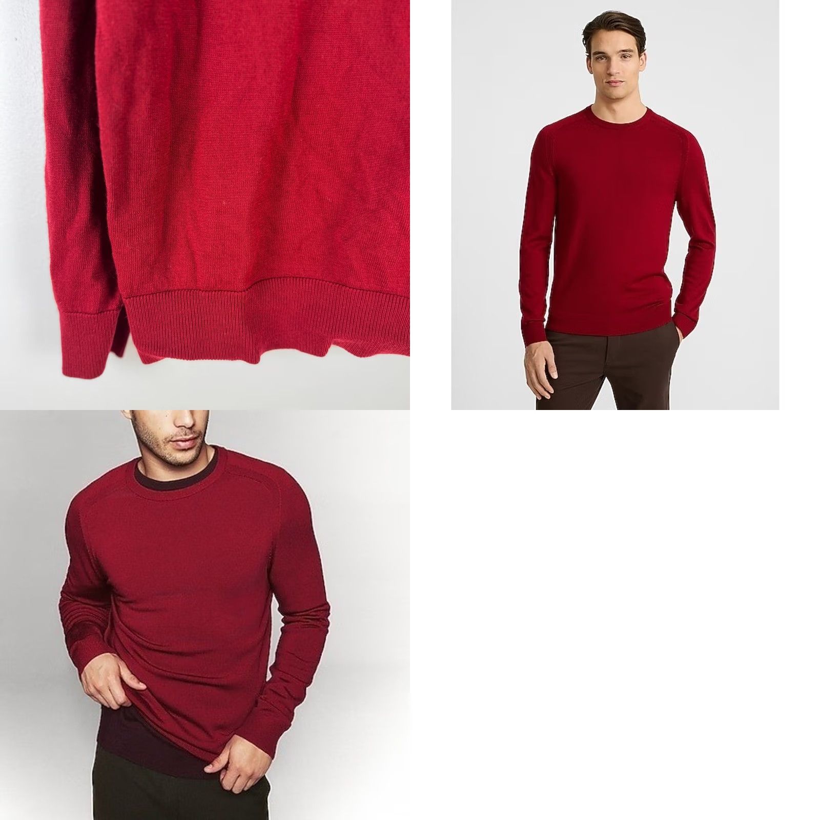 Express EXPRESS Men Crew Neck Merino Wool Sweater Red M Pullover Knit Long Sleeve Solid Logo Casual Workwear Spring Fall Mens Size US M / EU 48-50 / 2 - 10 Thumbnail