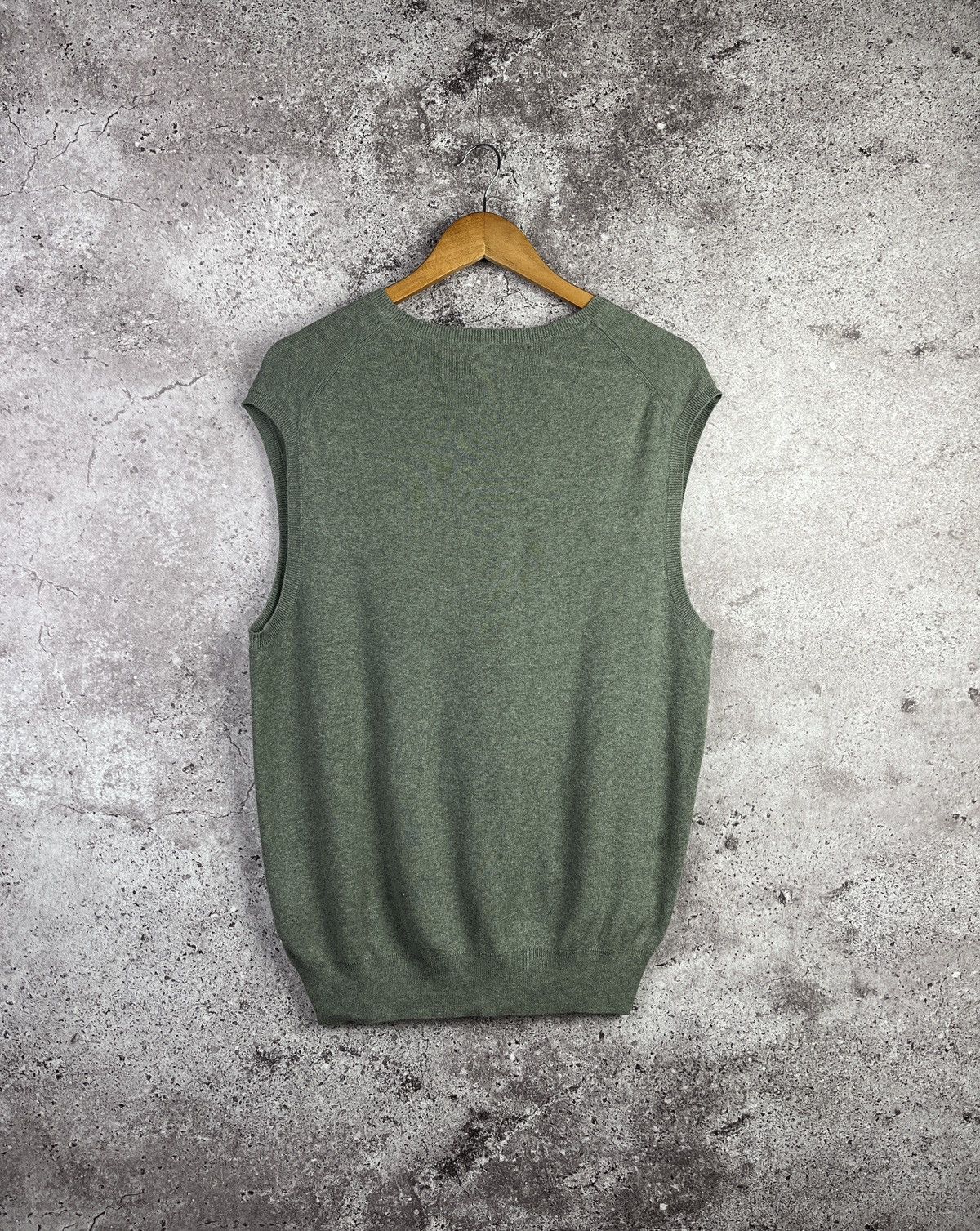 Polo Ralph Lauren Sweater Vest Green Pima Cotton V Neck Knit Classic Pony Logo Size US L / EU 52-54 / 3 - 3 Thumbnail