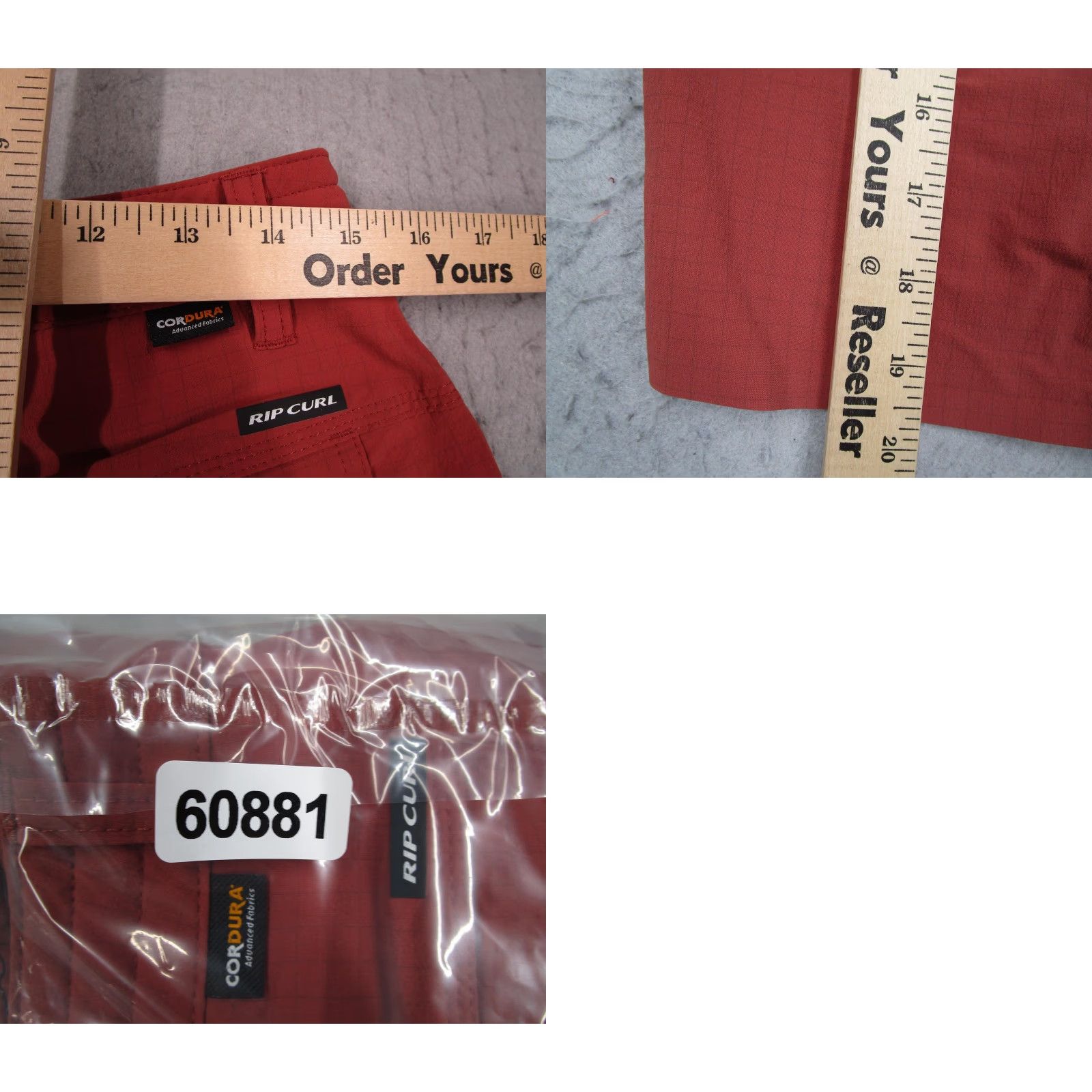 Rip Curl Rip Curl Boardwalks Shorts Mens 29 Red Cordura Quick Dry 9" Chino Global Entry Pocket Zip Drawstring Size US 29 - 8 Thumbnail