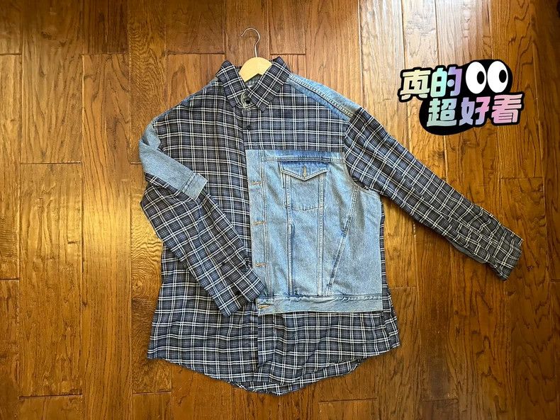 Martine Rose Martine Rose Splicing denim shirt jacket, same style as We Size US S / EU 44-46 / 1 - 1 Thumbnail