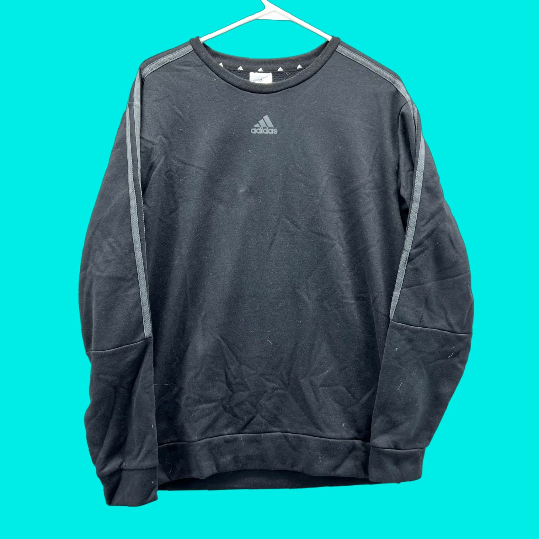 Adidas VINTAGE Adidas Sweatshirt Mens M Black Stripe Crewneck Pullover Y2K Trefoil Size US M / EU 48-50 / 2 - 1 Thumbnail