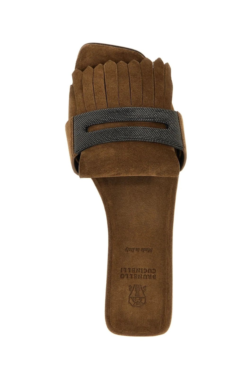 Brunello Cucinelli BRUNELLO CUCINELLI Beige/Brown Suede Slipper Sandals Size US 11 / IT 41 - 4 Thumbnail