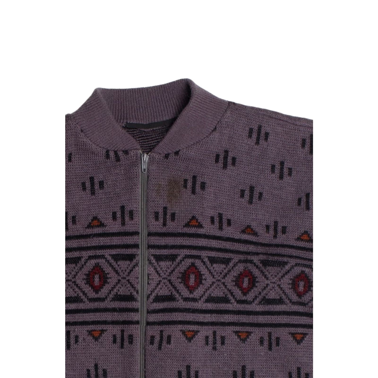 X-LARGE **Vintage Purple Fair Isle XX-Large Zip Front Knit** User: Vintage Purple Fair Isle Zip Front XX-Large Knit Size XXL / US 16-18 / IT 52-54 - 2 Thumbnail