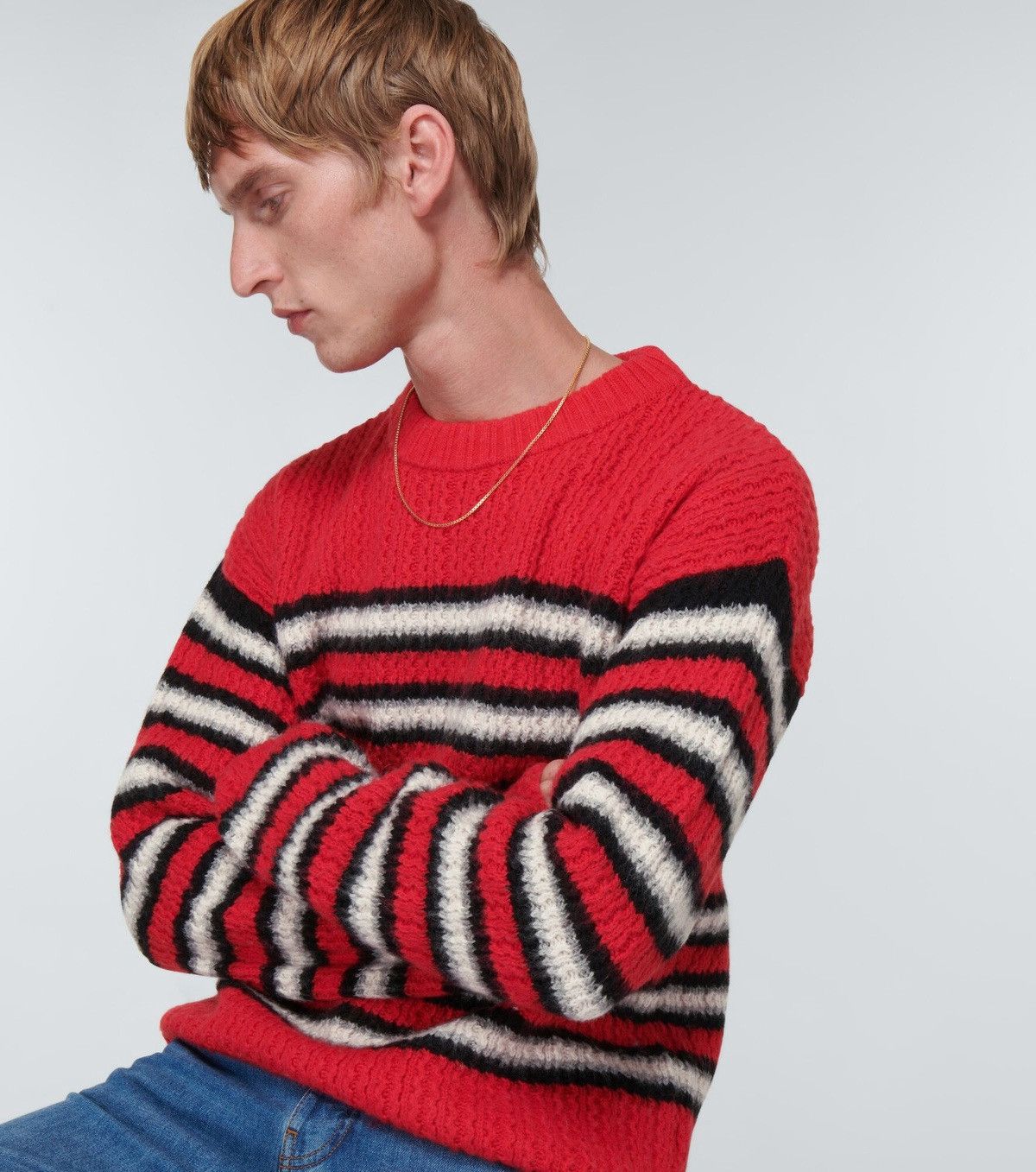 ERL ERL Red Knit Striped Crewneck Sweater | US Mens M Size US M / EU 48-50 / 2 - 7 Thumbnail