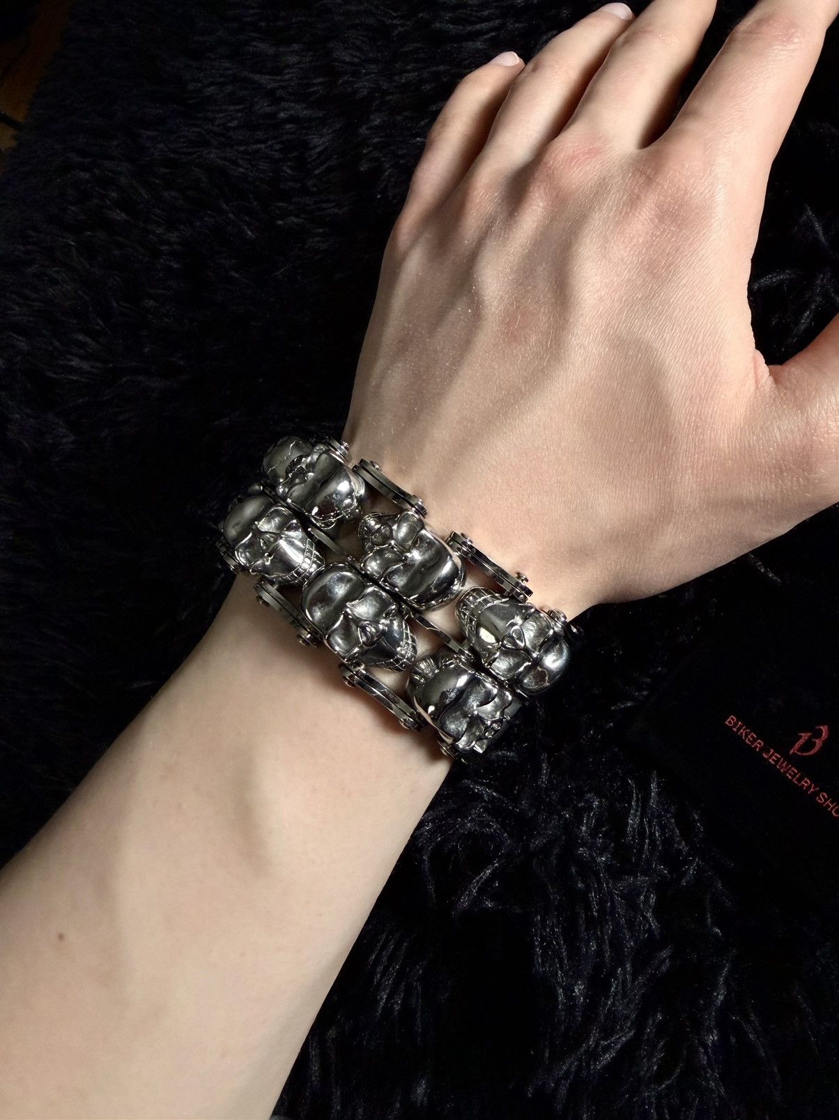 Other Double Skull Stainless Steel Bracelet 20cm Size ONE SIZE - 1 Thumbnail