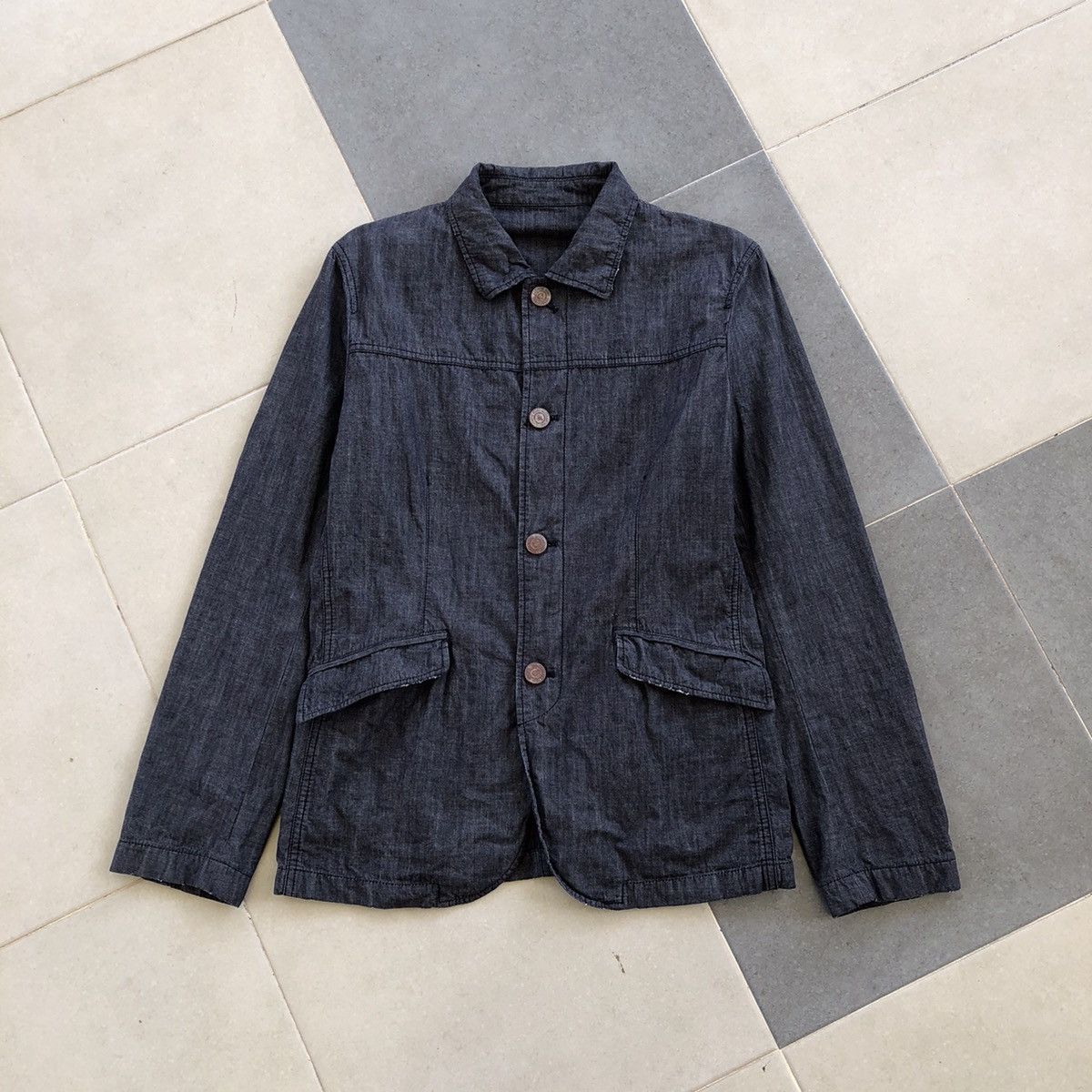 291295 HOMME Black Denim Button Jacket