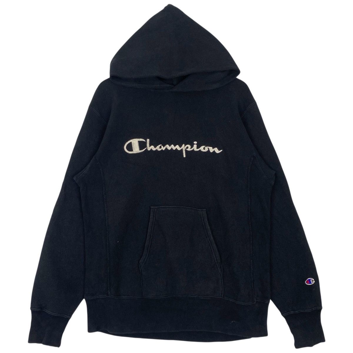 Vintage 90s Champion Hoodie Sweater Big Logo Black