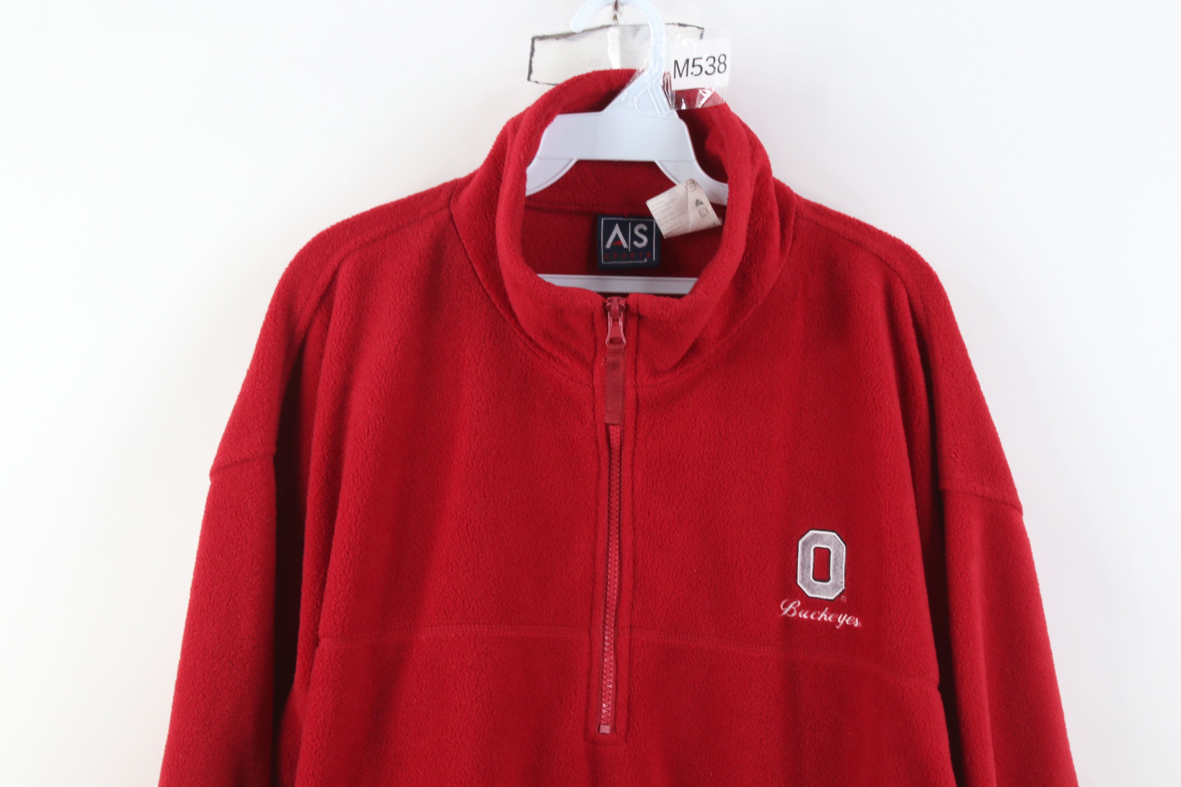 Vintage Vintage 90s Ohio State University 1/4 Zip Fleece Sweater Red Size US XL / EU 56 / 4 - 2 Thumbnail