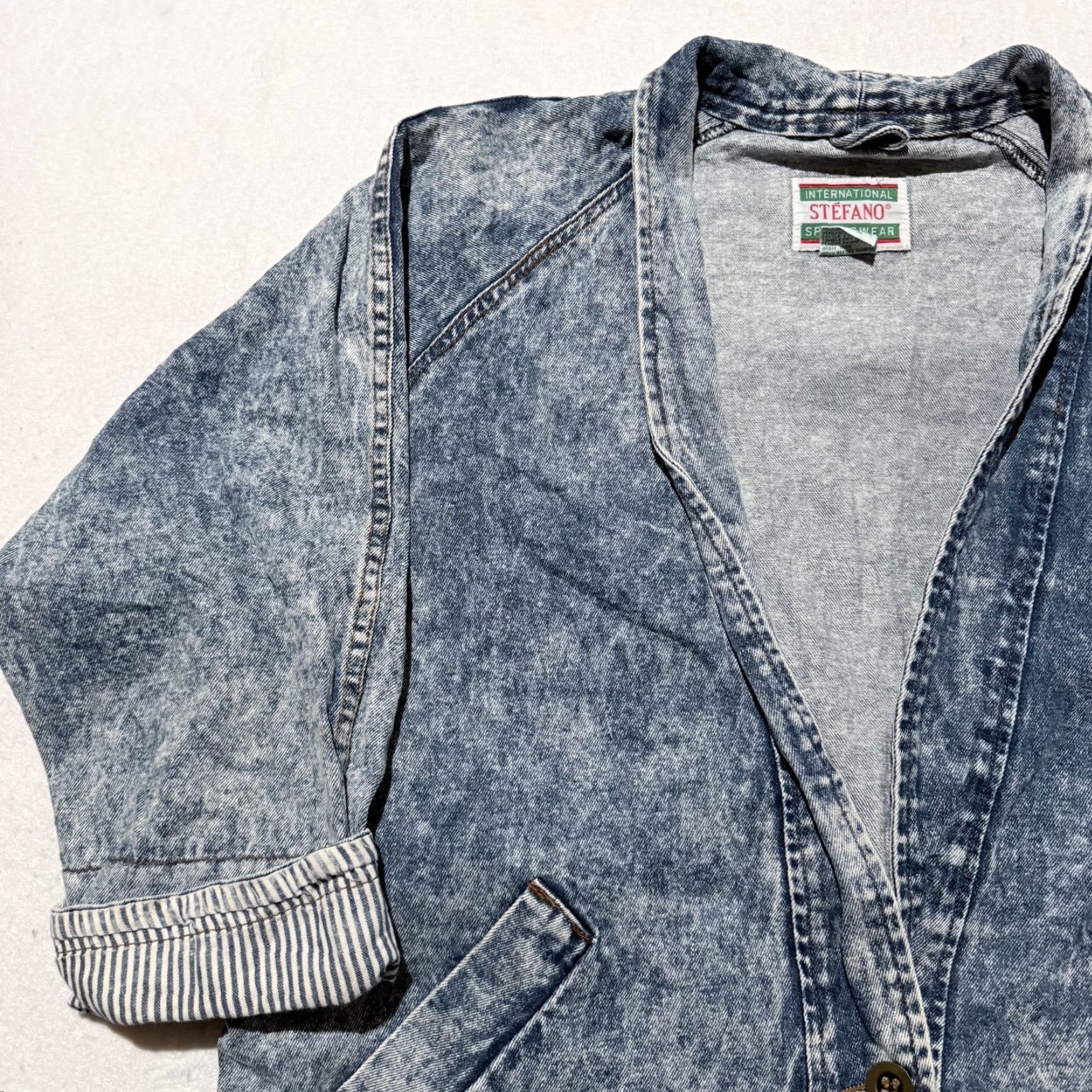 Vintage VINTAGE Stefano Jacket Women Blue Acid Wash Denim Oversized Streetwear 20W Styling - 80s City Classic Mens Womens Girls Size 3XL / US 20-22 - 3 Thumbnail