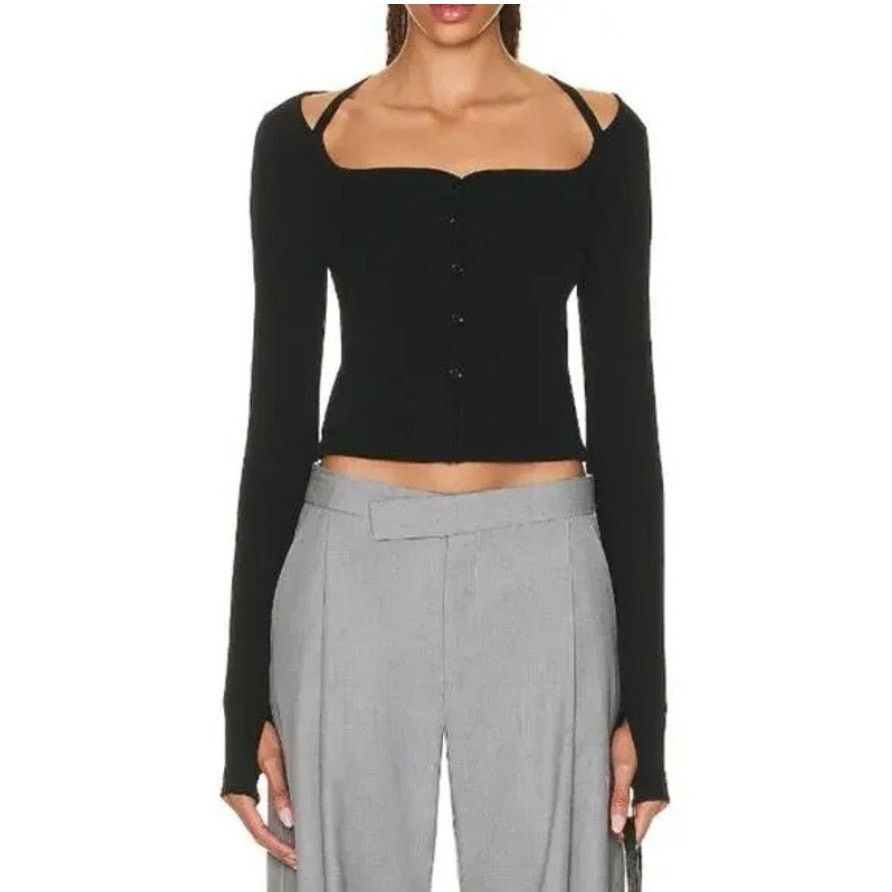Helmut Lang helmut lang square neck cardigan - black Size M / US 6-8 / IT 42-44 - 1 Thumbnail