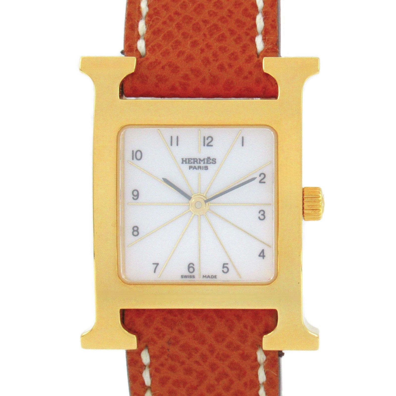 Hermes Hermes H Watch Women Quartz Gp (Gold Plated) Leather Belt White Size ONE SIZE - 1 Thumbnail