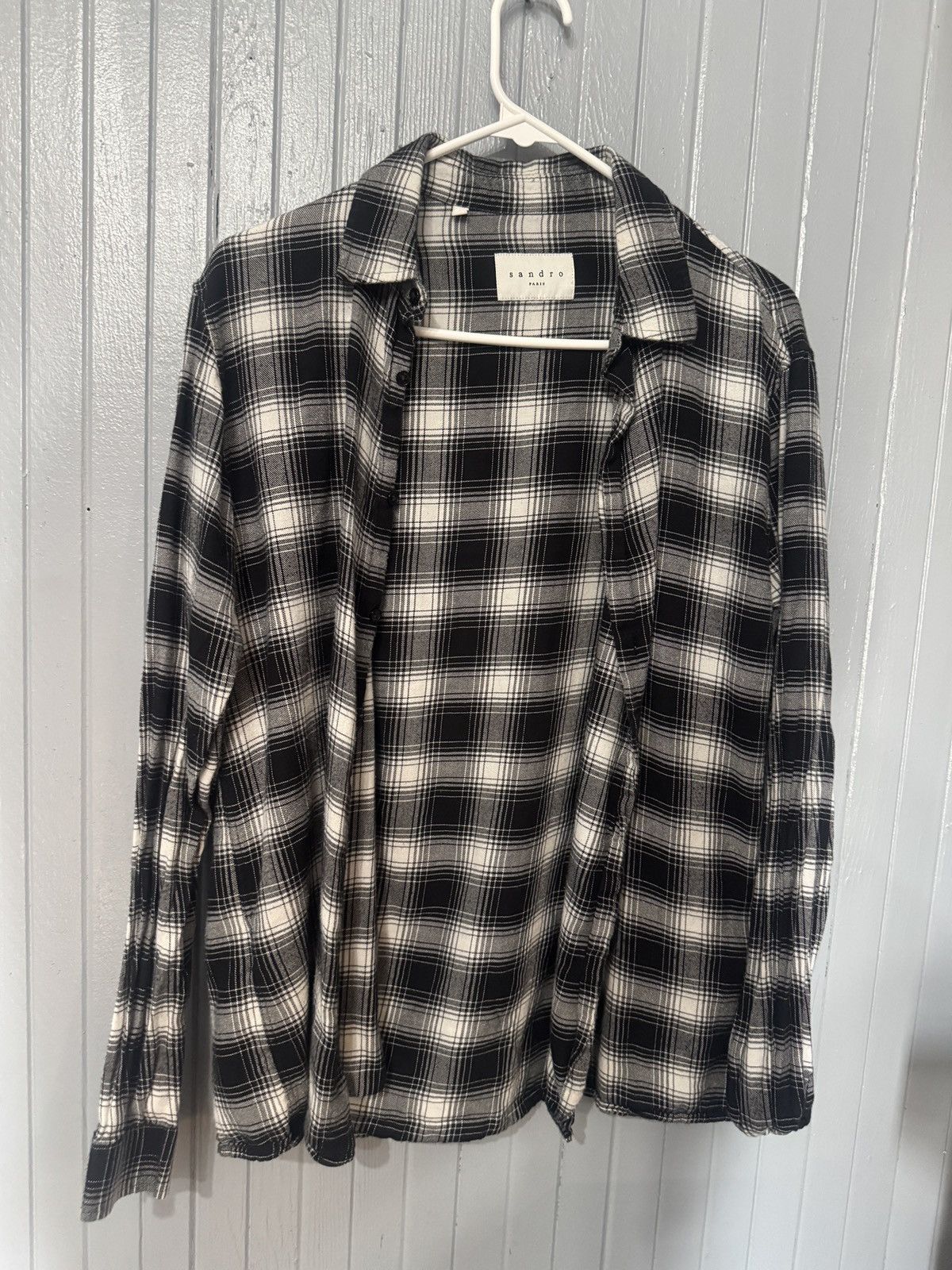 Sandro Sandro Paris Black/White Plaid Shirt Size US L / EU 52-54 / 3 - 7 Thumbnail