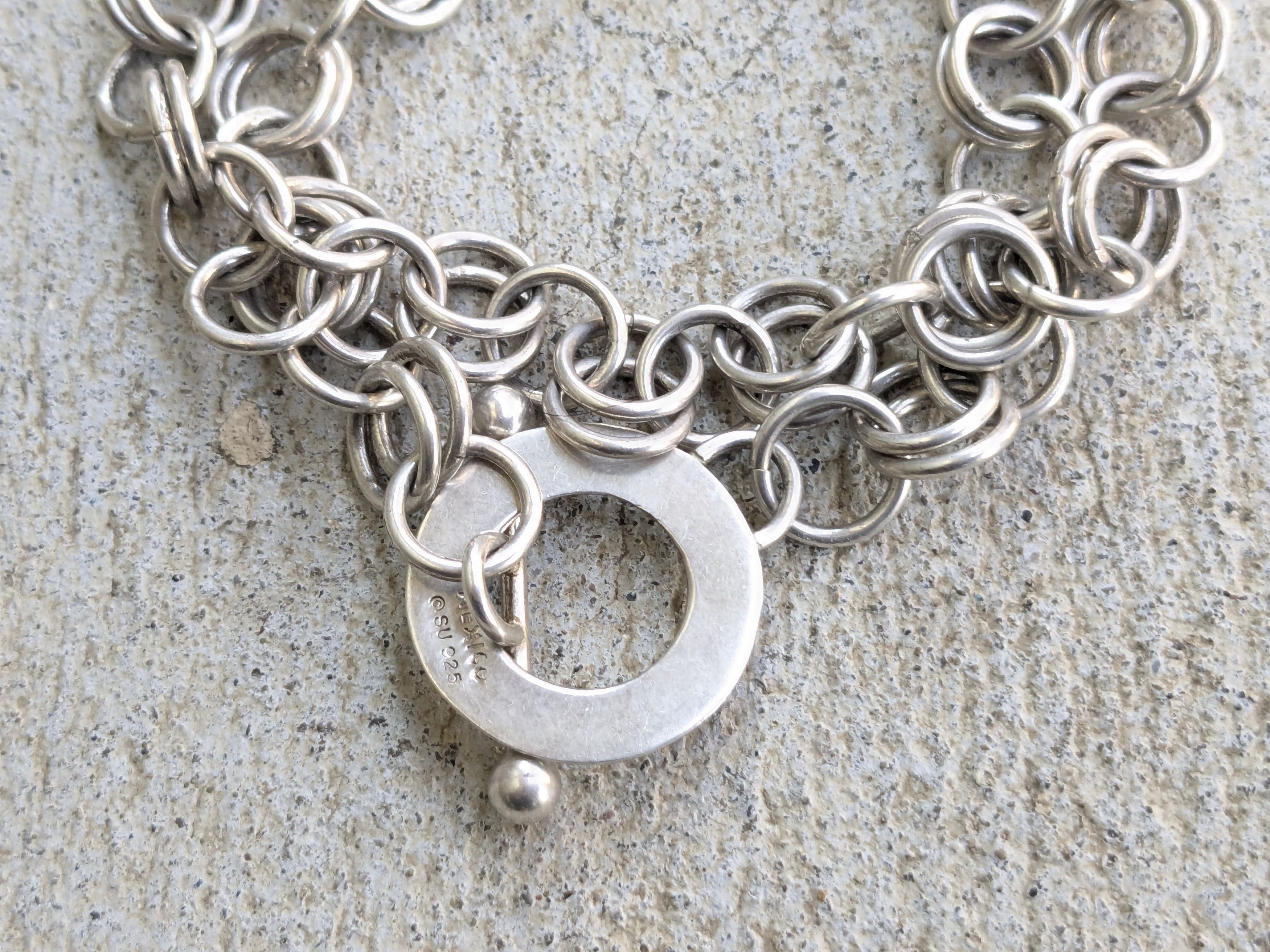 Jewelry Vintage Sterling Silver Choker Necklace Round Toggle Chain Size ONE SIZE - 4 Thumbnail