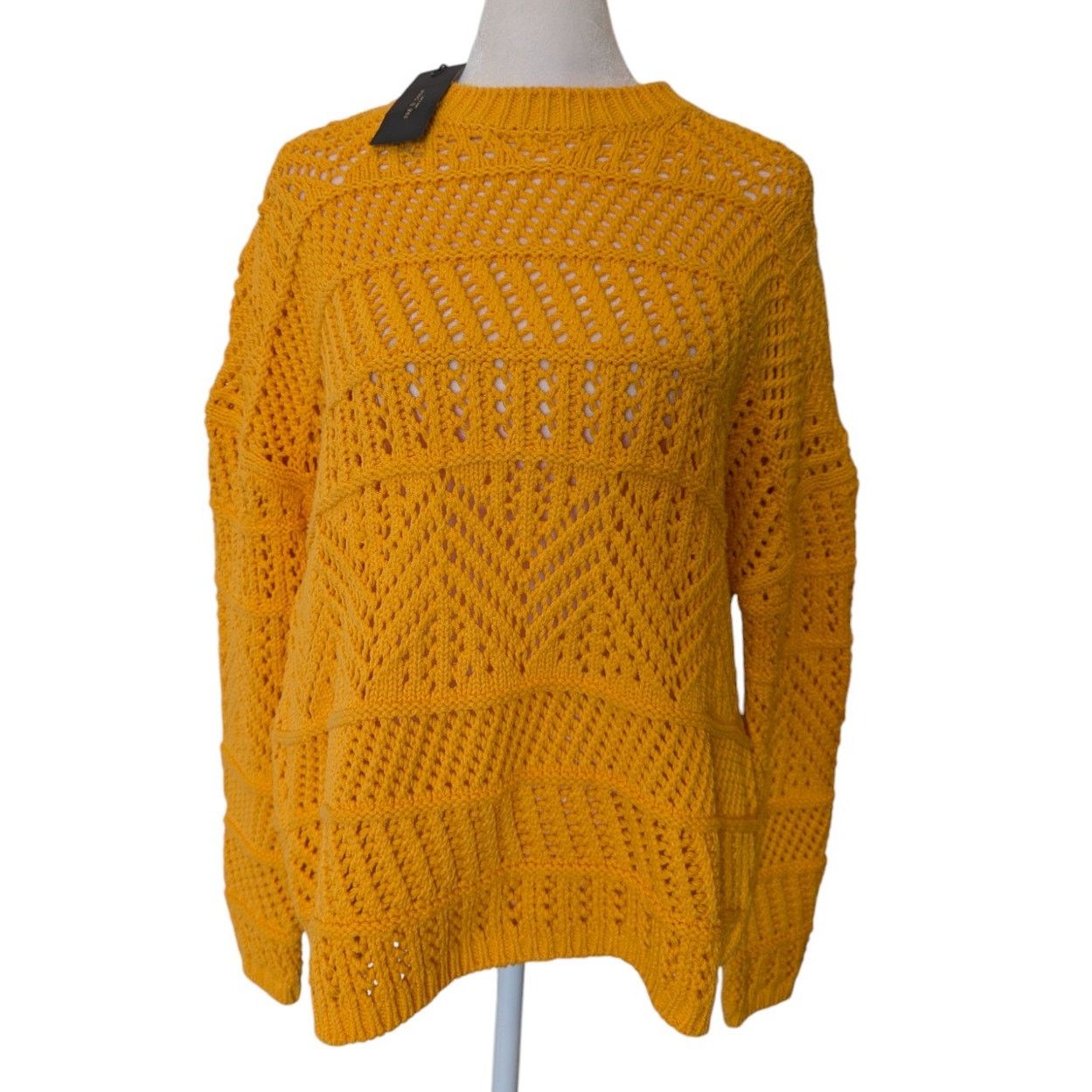Rag & Bone NWT Rag & Bone Renee Novelty Yellow Knit Oversized Sweater Size S / US 4 / IT 40 - 3 Thumbnail
