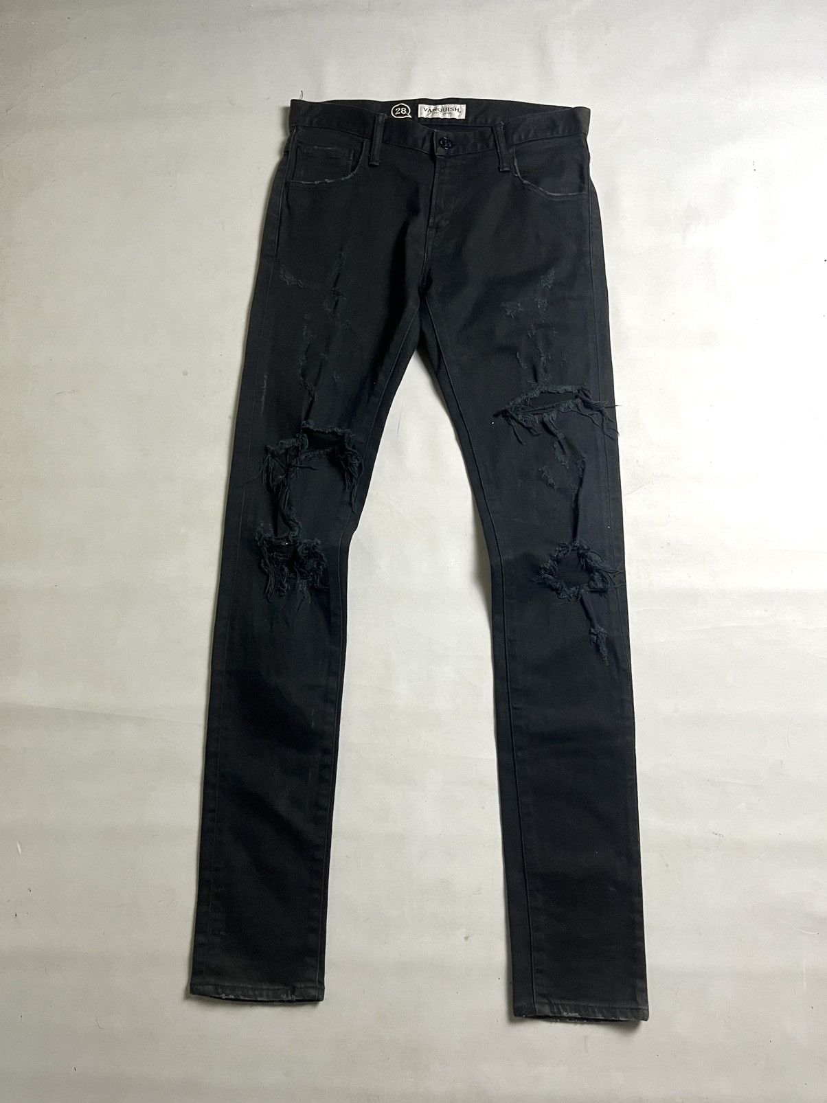 Fragment Design × Vanquish 📦HOT📦Vanquish distress denim full black / vkei / biker style Size US 28 / EU 44 - 1 Thumbnail