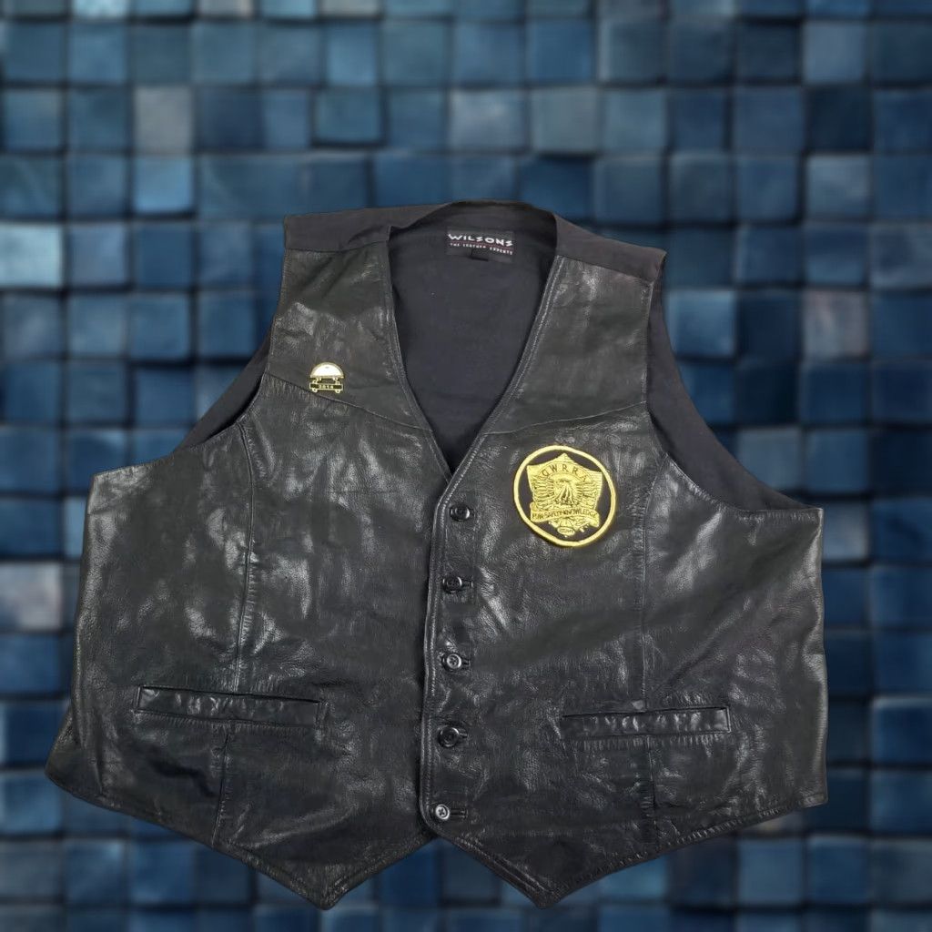 Vintage VINTAGE Wilsons Leather Vest Motorcycle GWRRA Patch Black 2X Adult Mens Size US XXL / EU 58 / 5 - 1 Thumbnail