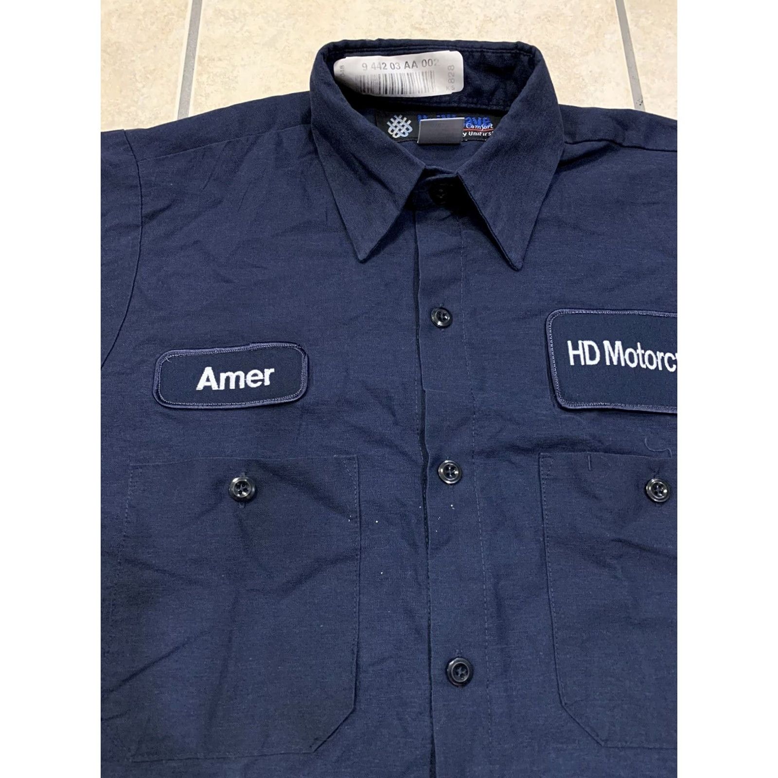 Harley Davidson VINTAGE not applicable; Original title to be used: Men's Small UniFirst Navy Harley Davidson Motorcycles Mechanic Work Shirt Size US S / EU 44-46 / 1 - 3 Thumbnail