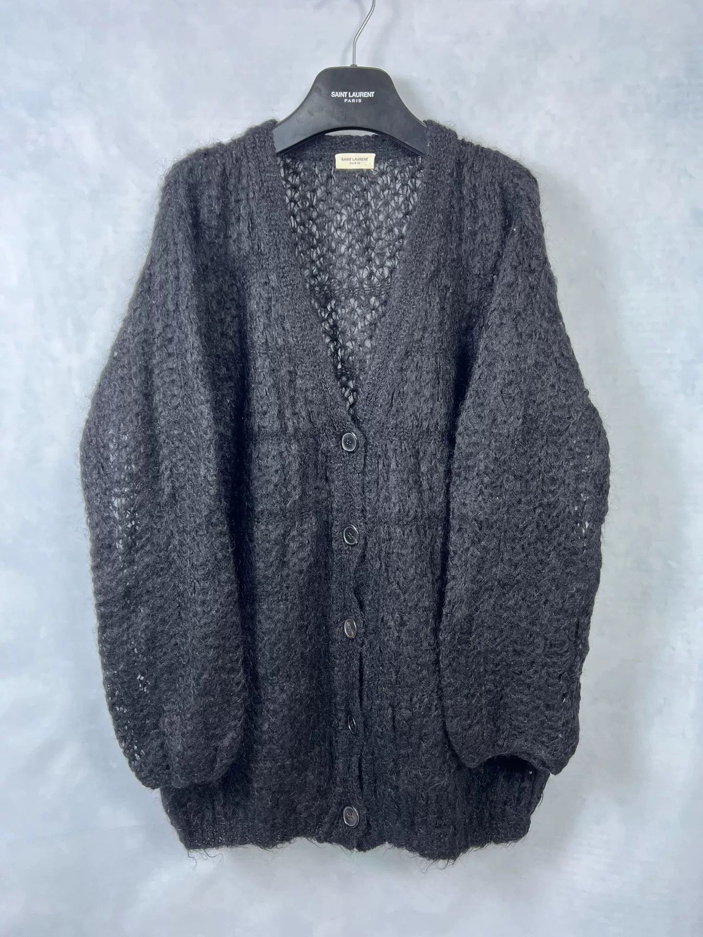 Saint Laurent Paris Saint Laurent Black Feather Knit Cardigan Size US S / EU 44-46 / 1 - 1 Thumbnail
