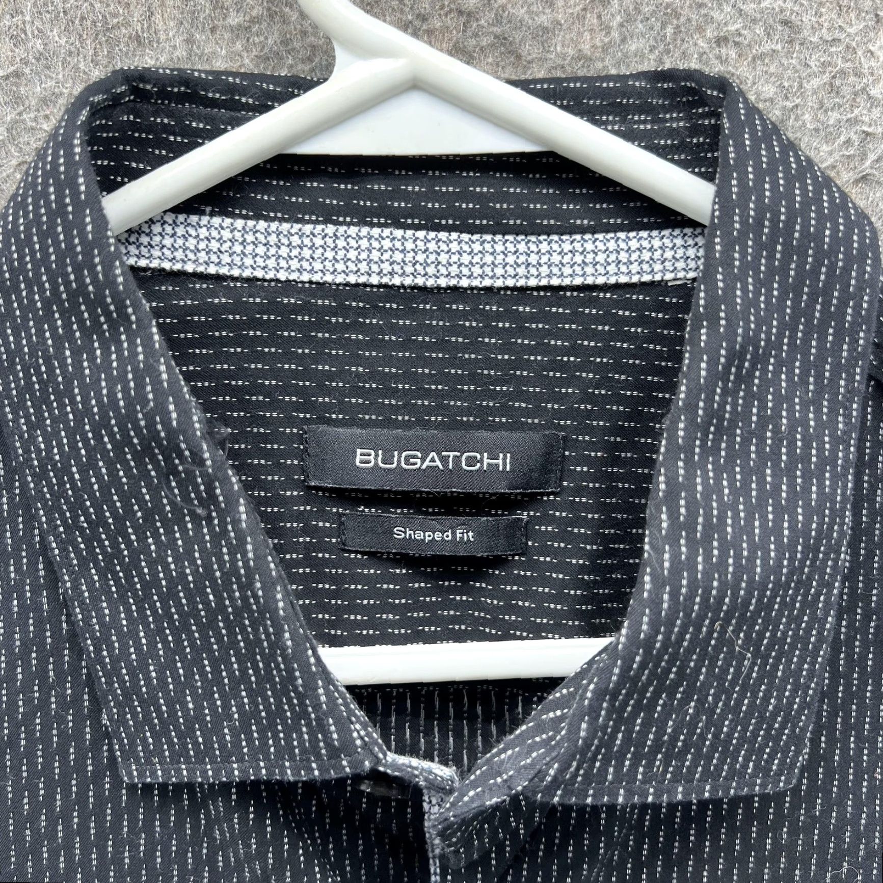 BUGATCHI Bugatchi Shirt Mens XL Black Geometric Long Sleeve Button Front Slim Casual Size US XL / EU 56 / 4 - 3 Thumbnail
