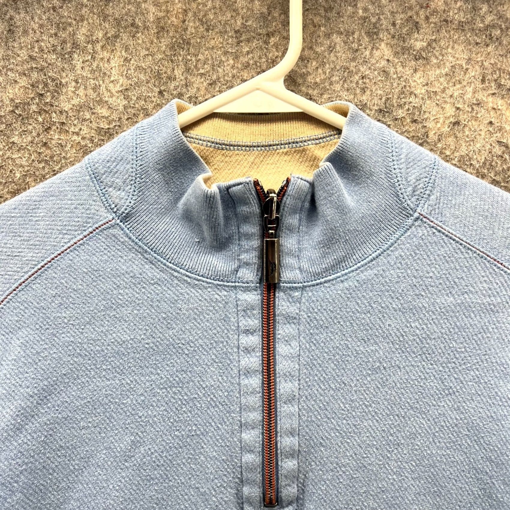 Tommy Bahama Tommy Bahama Sweater Men M Adult Blue 1/4 Zip Reversible Pullover Buttonless Mock Neck Long Sleeve Knit Fleece Logo Solid Size US M / EU 48-50 / 2 - 3 Thumbnail