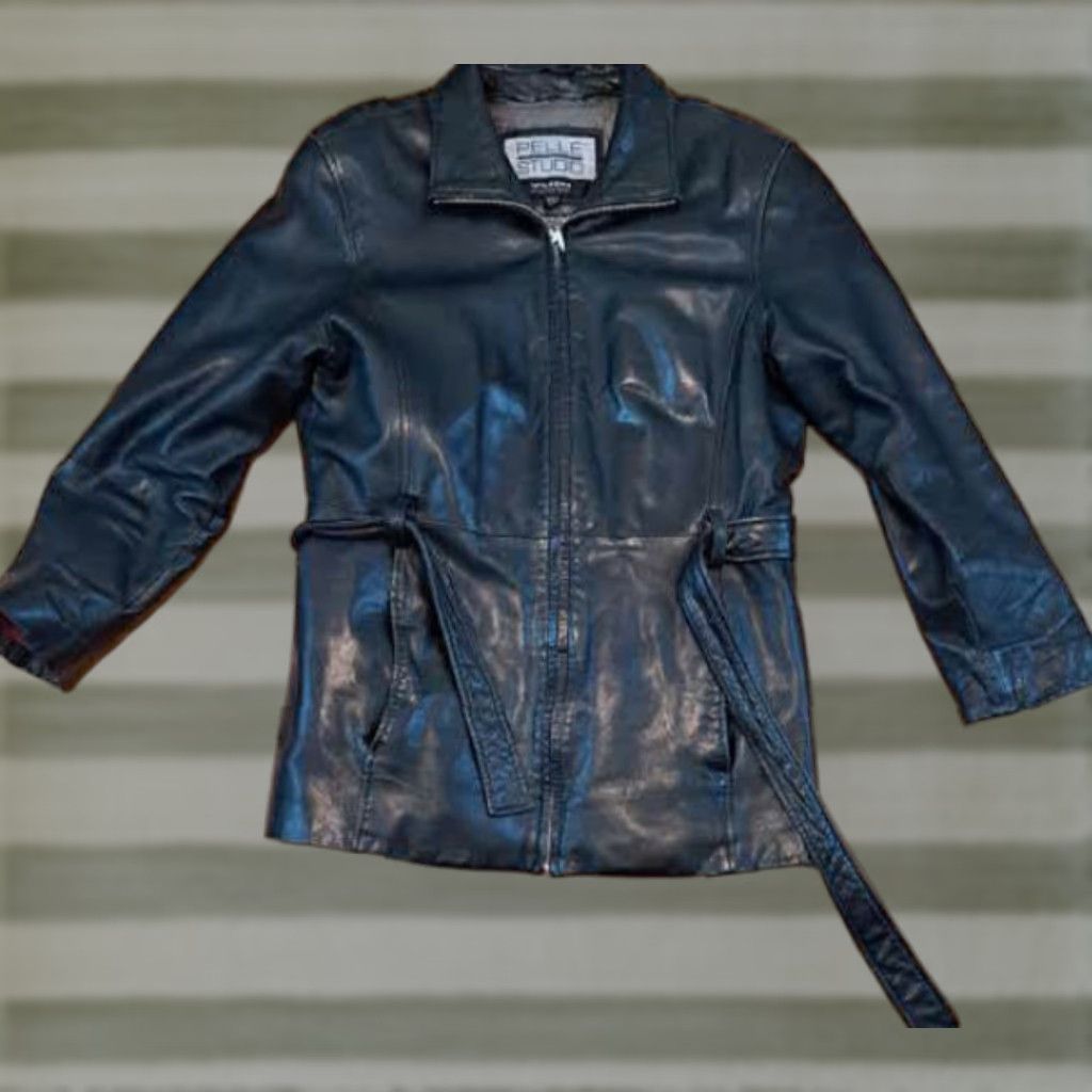 Vintage VINTAGE Pelle Studio Wilson Leather Jacket Belted Zip Full Zip Men L Black Size US L / EU 52-54 / 3 - 1 Thumbnail