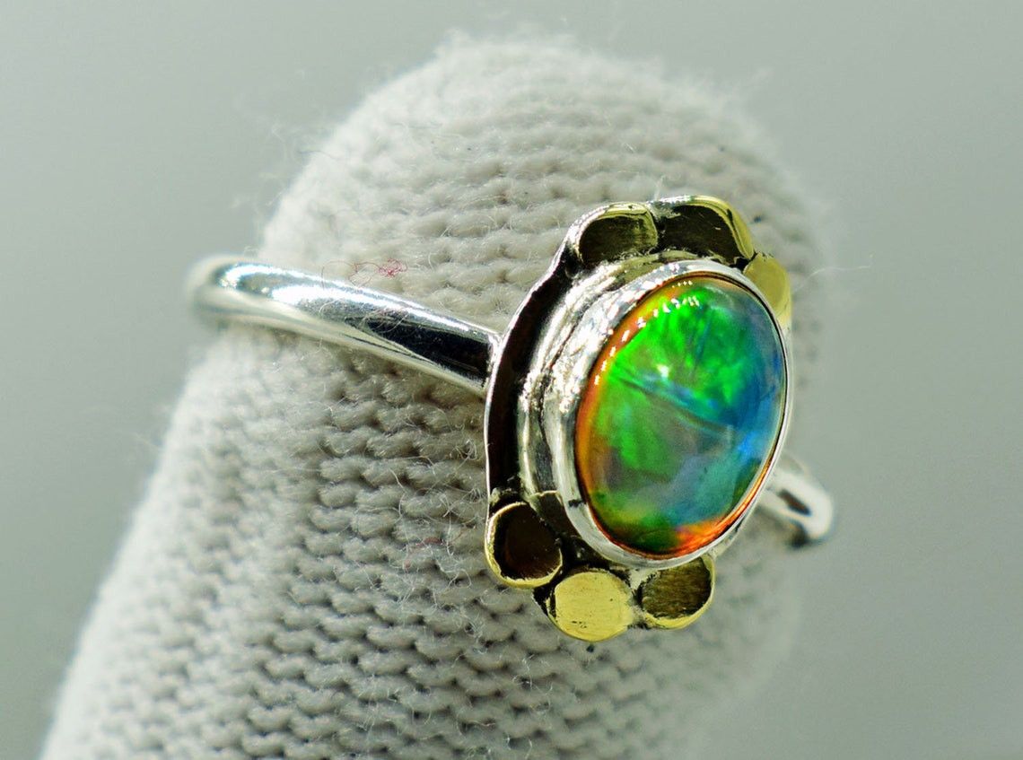 Handmade Handmade Ethiopian Opal Ring: 925K Silver Bridal Ring Size ONE SIZE - 7 Thumbnail