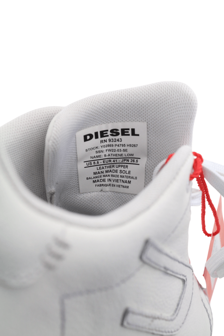 Diesel S-ATHENE LOW EU41 White Leather Lace Light Logo 40557 Size US 8.5 / EU 41-42 - 11 Thumbnail
