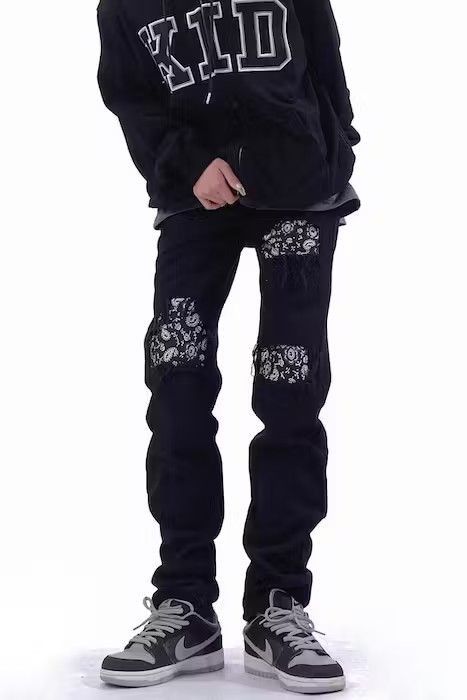 image of Mens Skinny Jeans Street, Black Hole Slim Fit (Size 32)