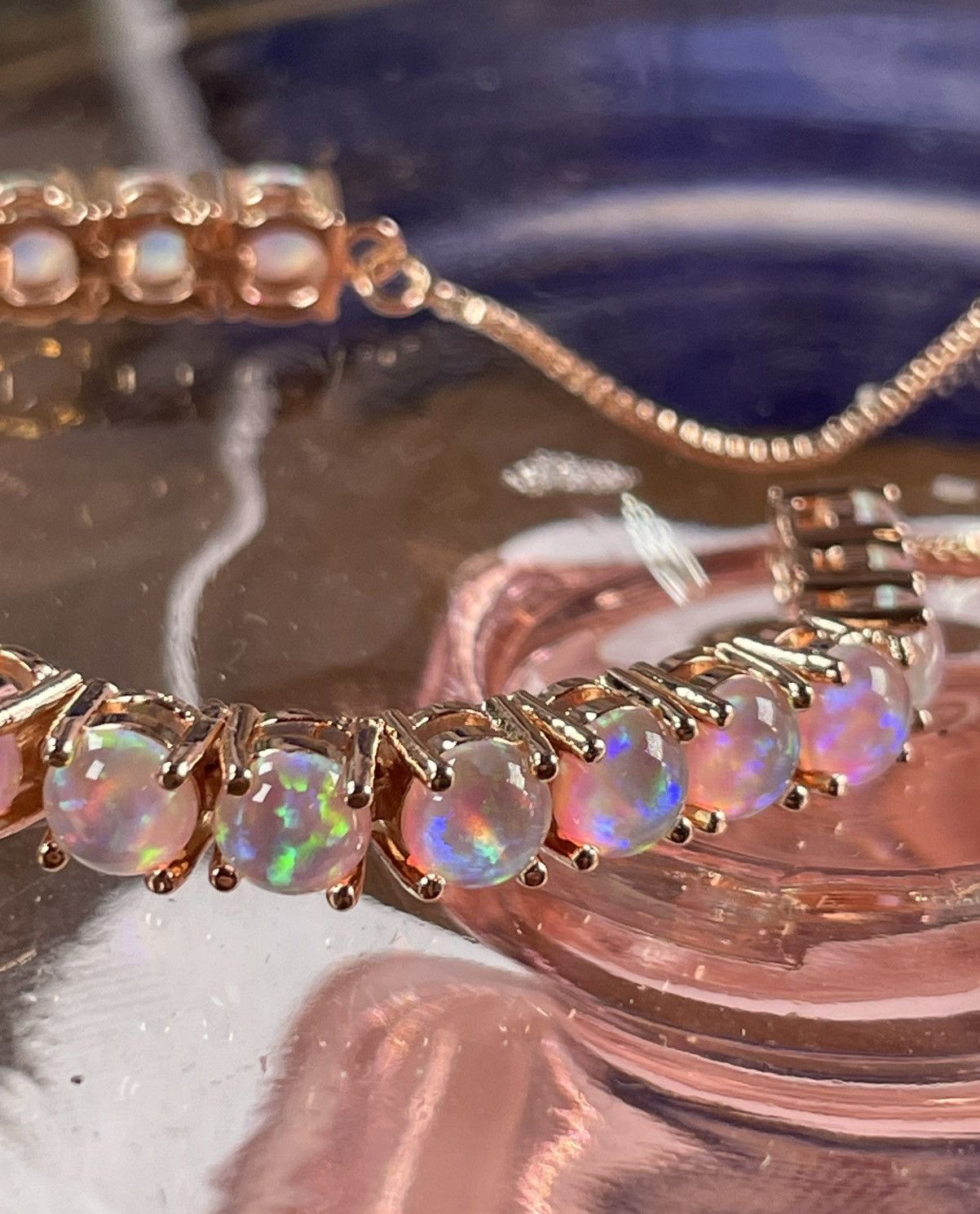 Other Genuine Ethiopian OPAL 14k Rose Gold plated Bolo Bracelet Size ONE SIZE - 7 Thumbnail