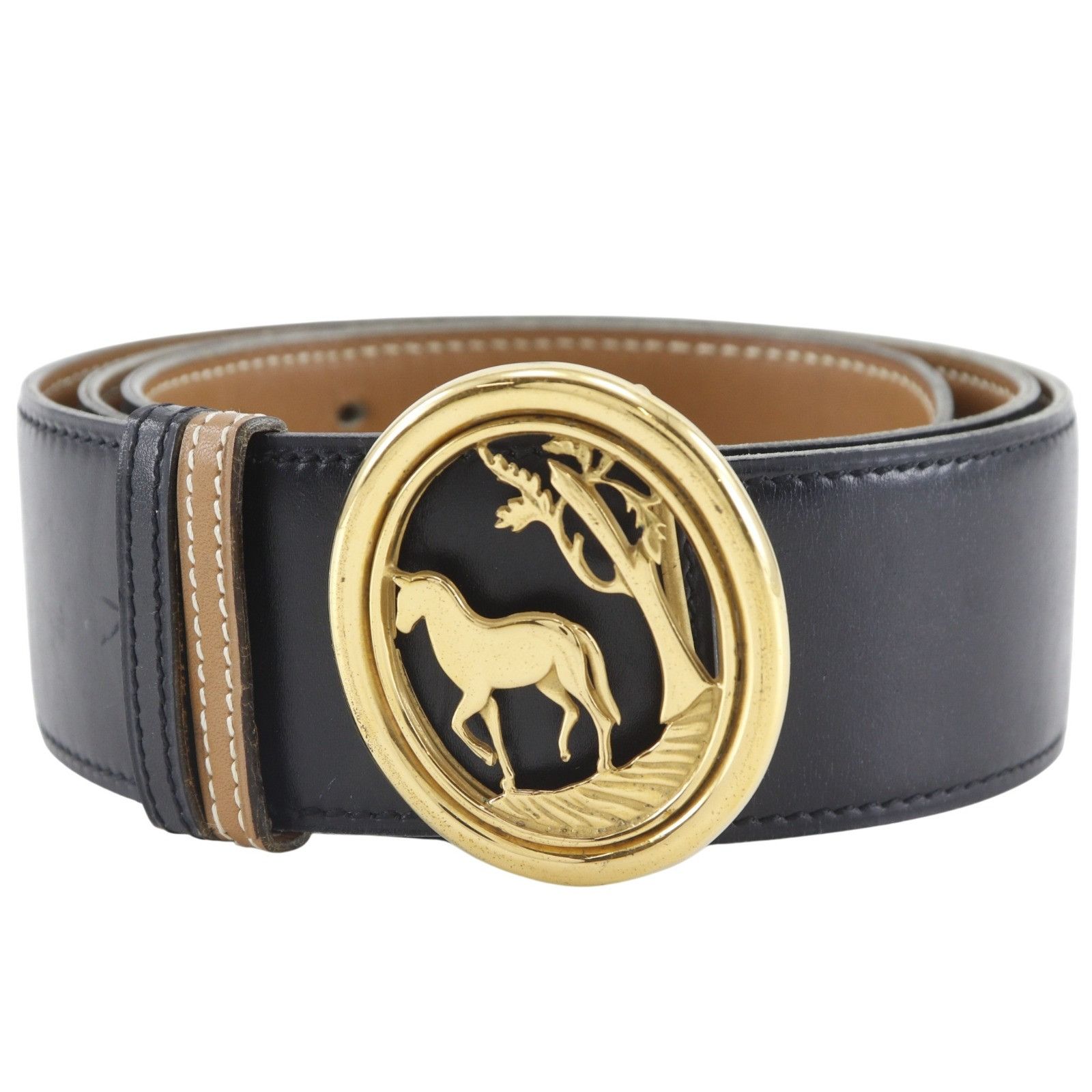 Hermes Hermes Hermes Horse Buckle Leather Reversible Belt Leather Belt J DUTY FREE for USA Size ONE SIZE - 1 Thumbnail