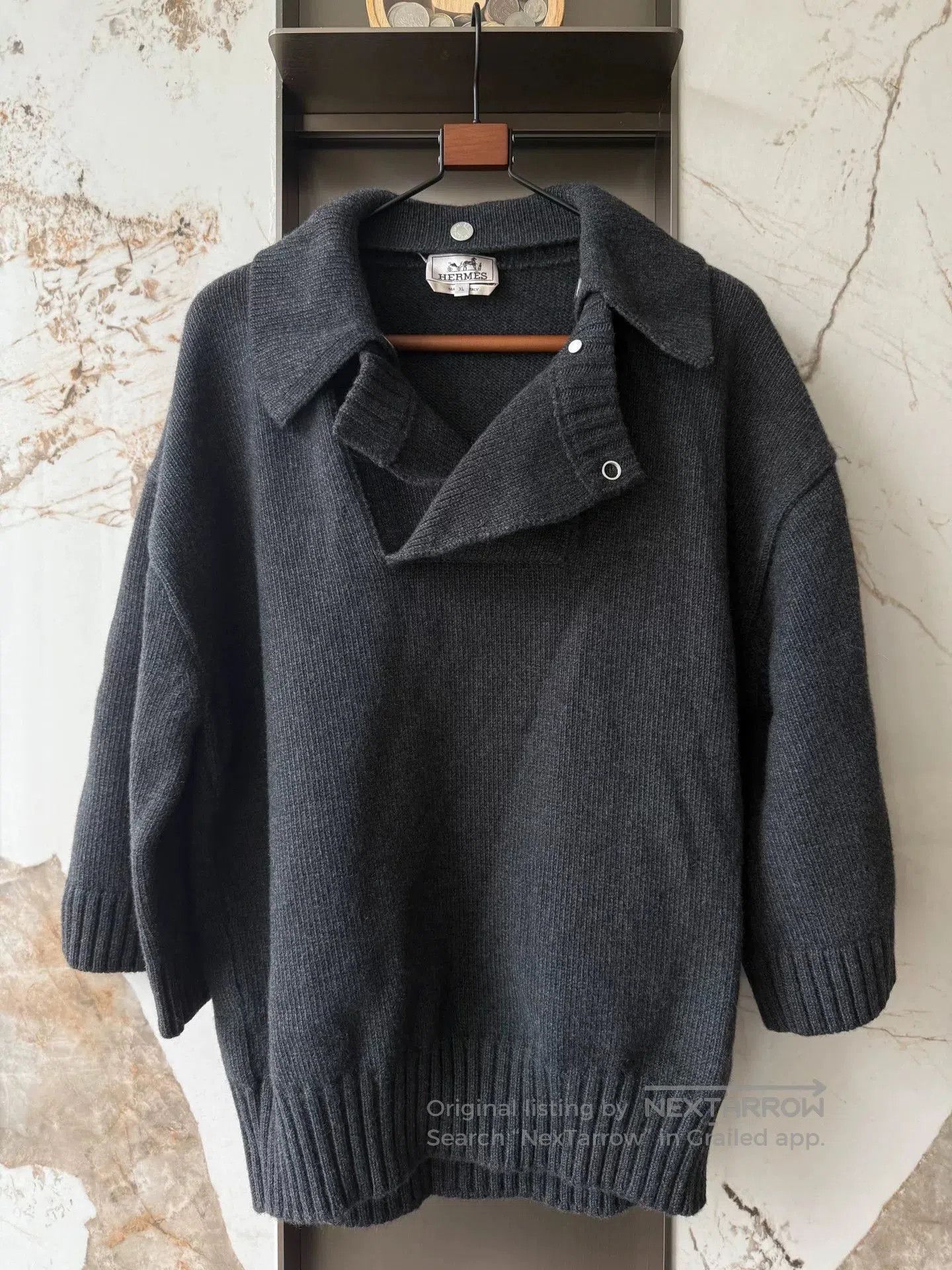 Hermes Hermes Men's Cashmere Sweater with Removable Collar. Size US XL / EU 56 / 4 - 1 Thumbnail
